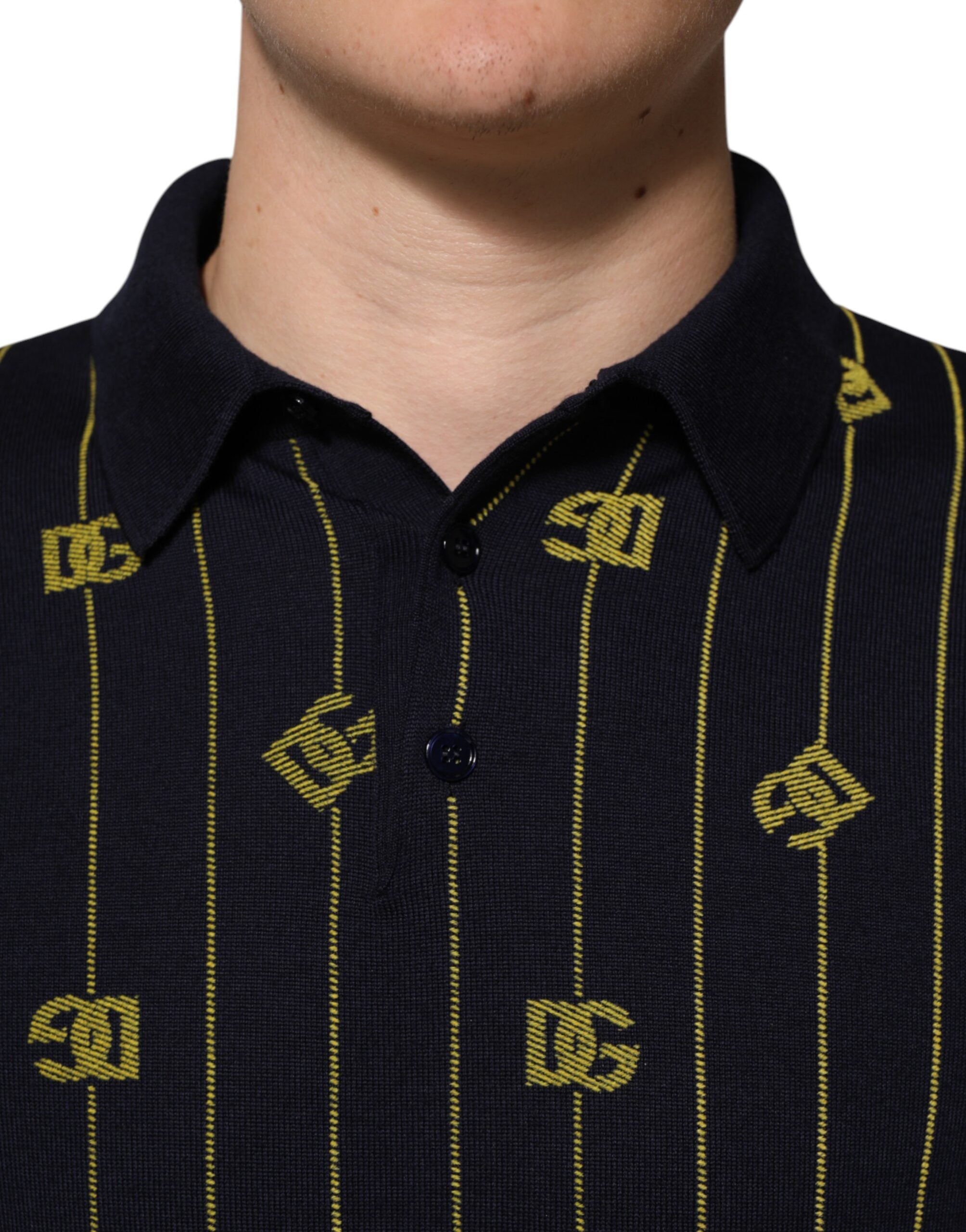 Dolce & Gabbana Black Logo Jacquard Knitted Polo Shirt T-shirt Dolce & Gabbana