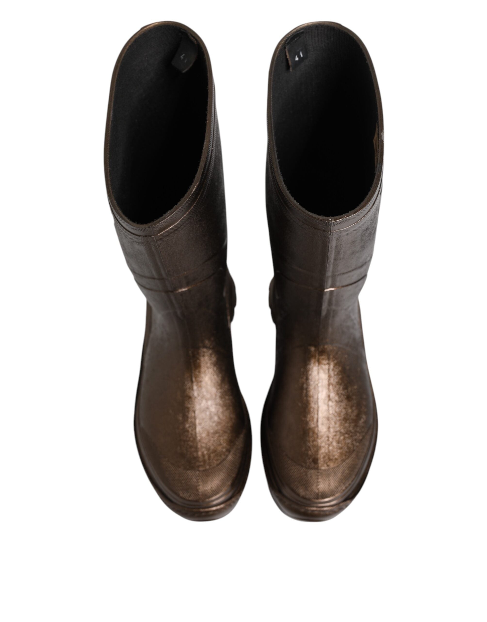 Dolce & Gabbana Metallic Bronze Pull On Rain Boots Shoes Dolce & Gabbana