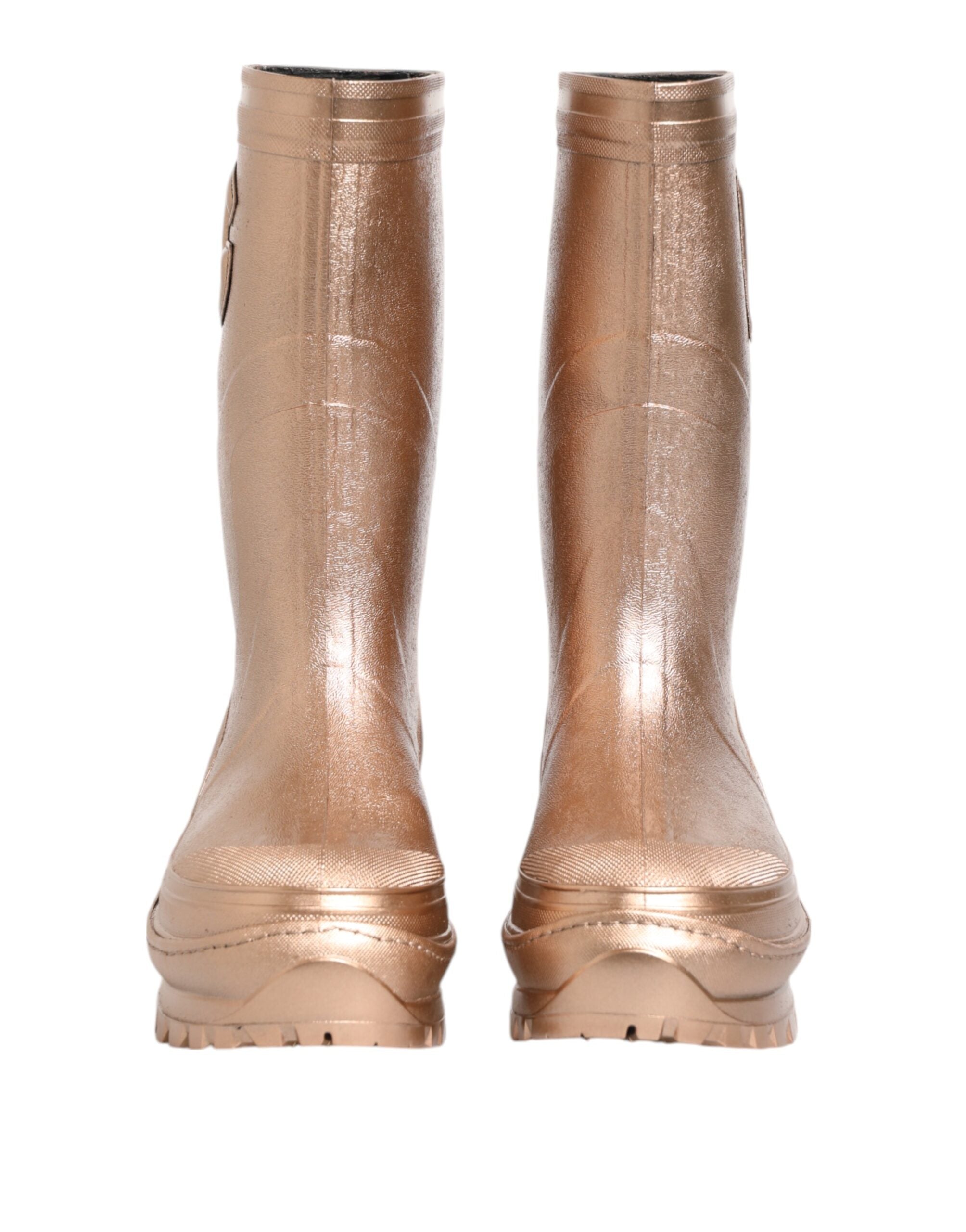 Dolce & Gabbana Rose Gold Rubber Pull On Rain Boots Shoes Dolce & Gabbana