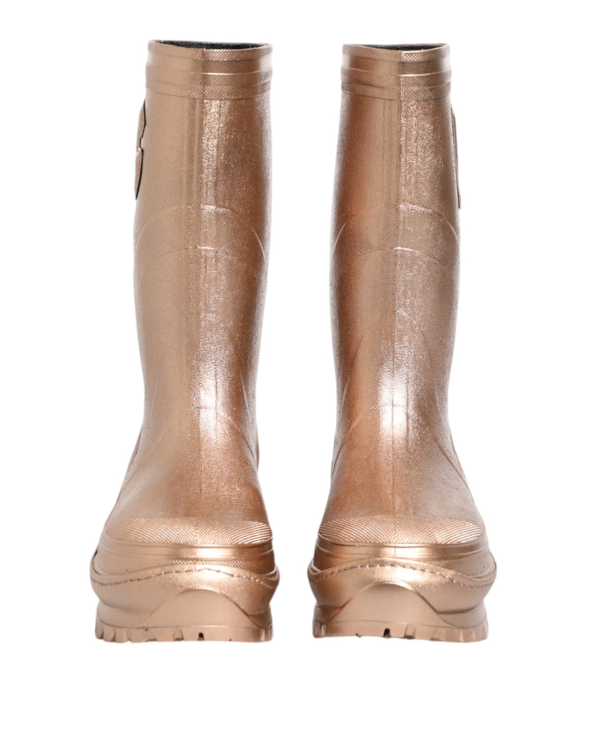 Dolce & Gabbana Rose Gold Rubber Pull On Rain Boots Shoes
