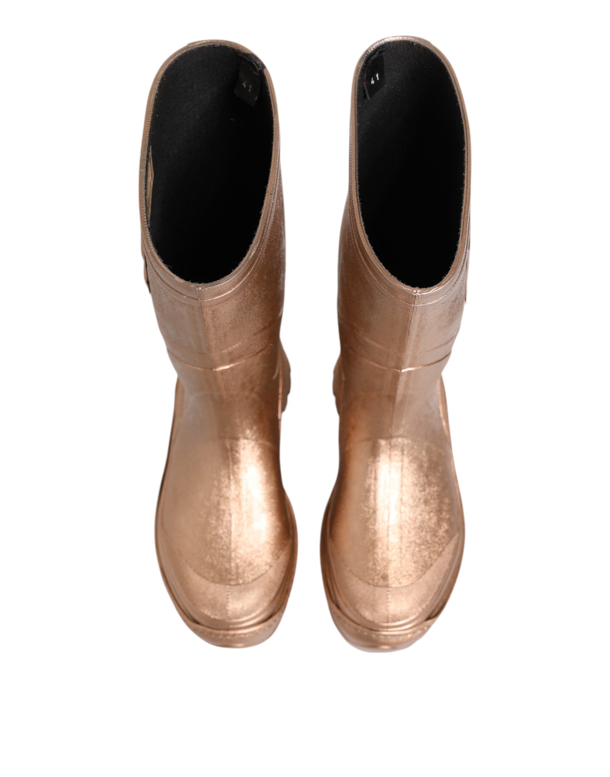 Dolce & Gabbana Rose Gold Rubber Pull On Rain Boots Shoes Dolce & Gabbana