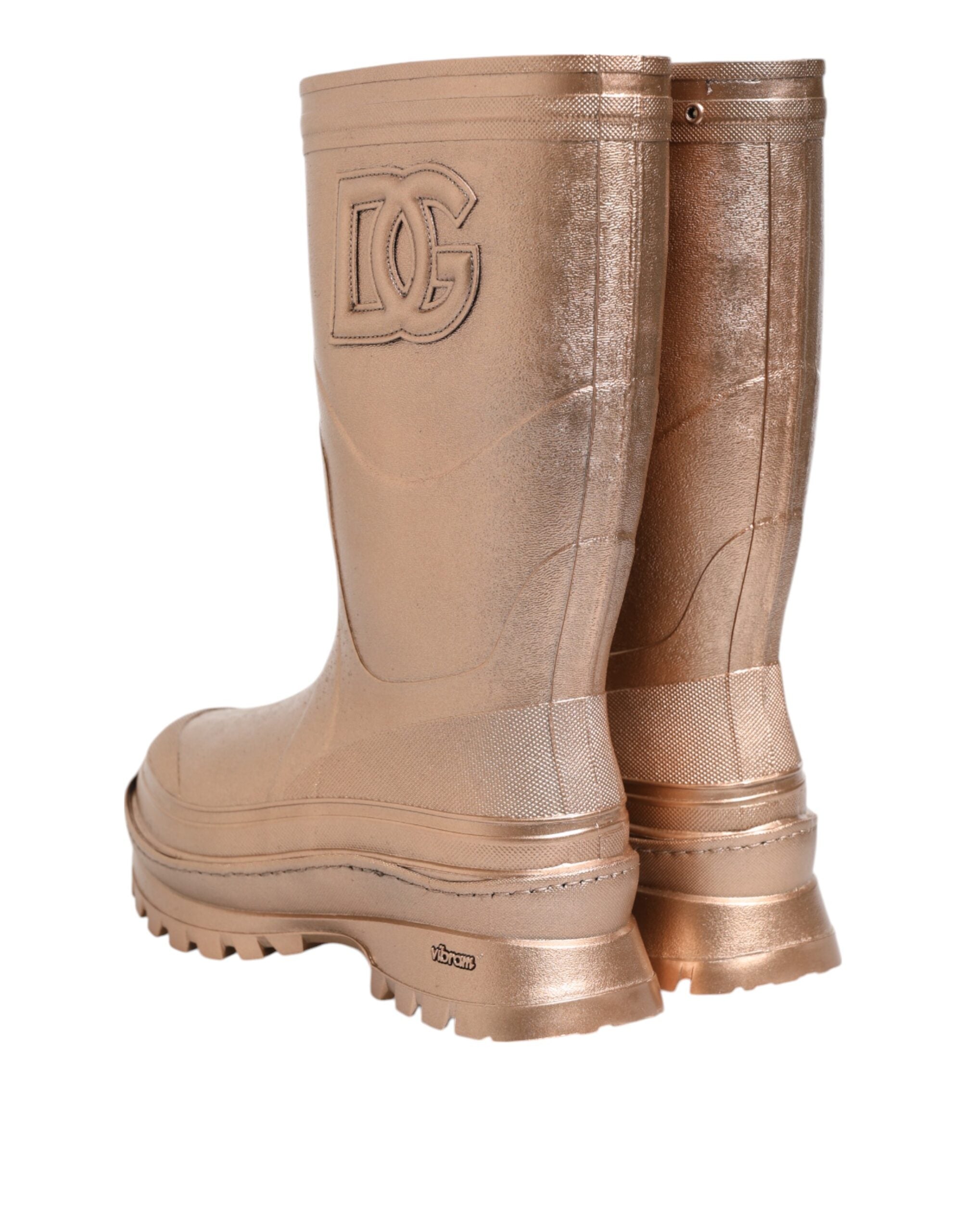 Dolce & Gabbana Rose Gold Rubber Pull On Rain Boots Shoes Dolce & Gabbana