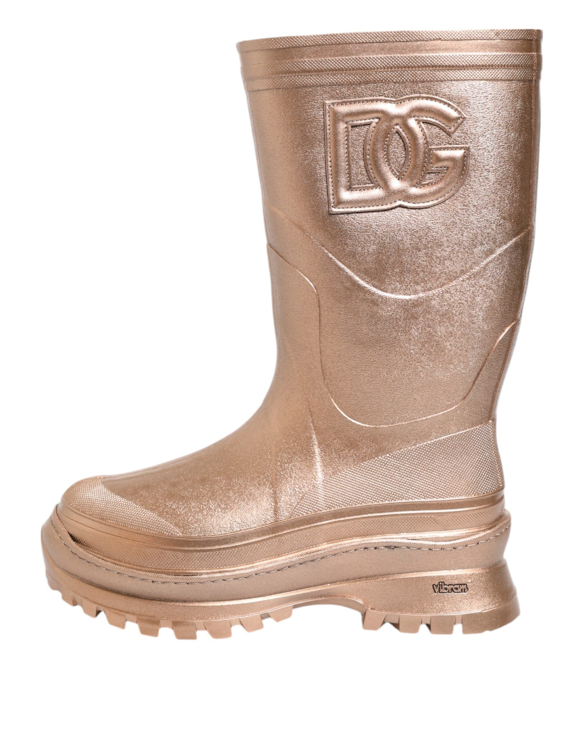 Dolce & Gabbana Rose Gold Rubber Pull On Rain Boots Shoes Dolce & Gabbana