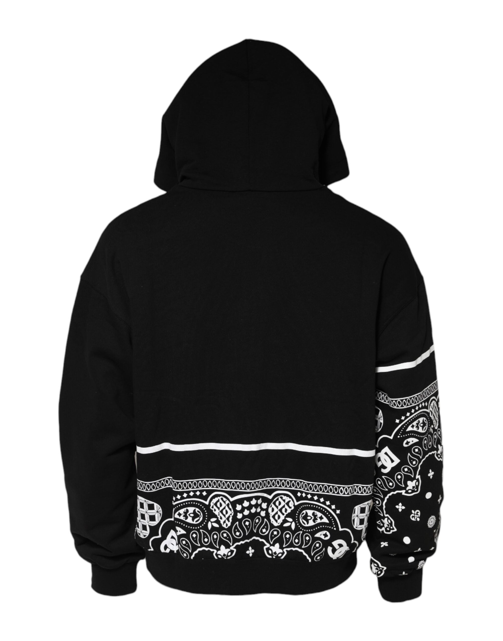 Dolce & Gabbana Black Bandana Hooded Men Sweatshirt Sweater Dolce & Gabbana