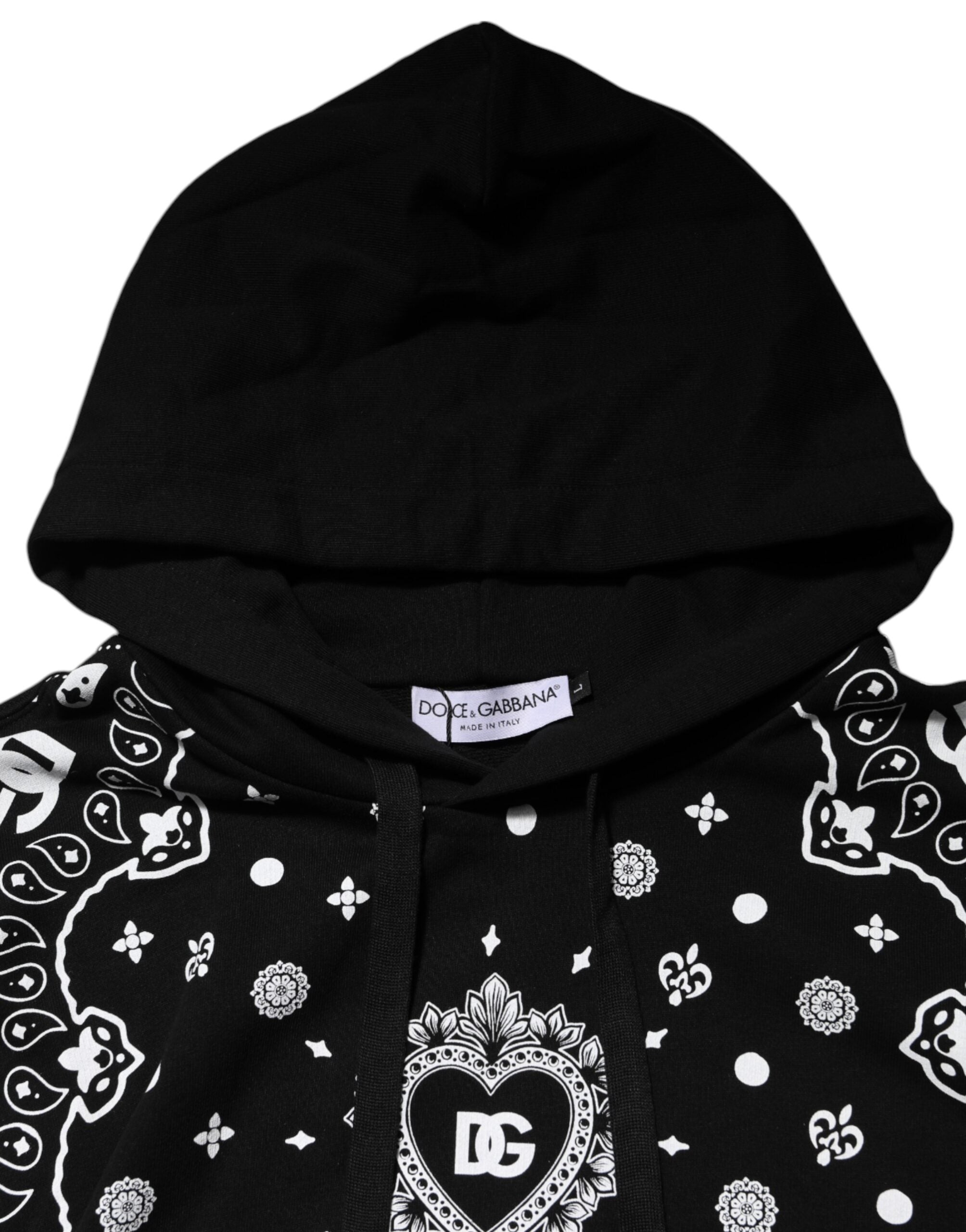 Dolce & Gabbana Black Bandana Hooded Men Sweatshirt Sweater Dolce & Gabbana