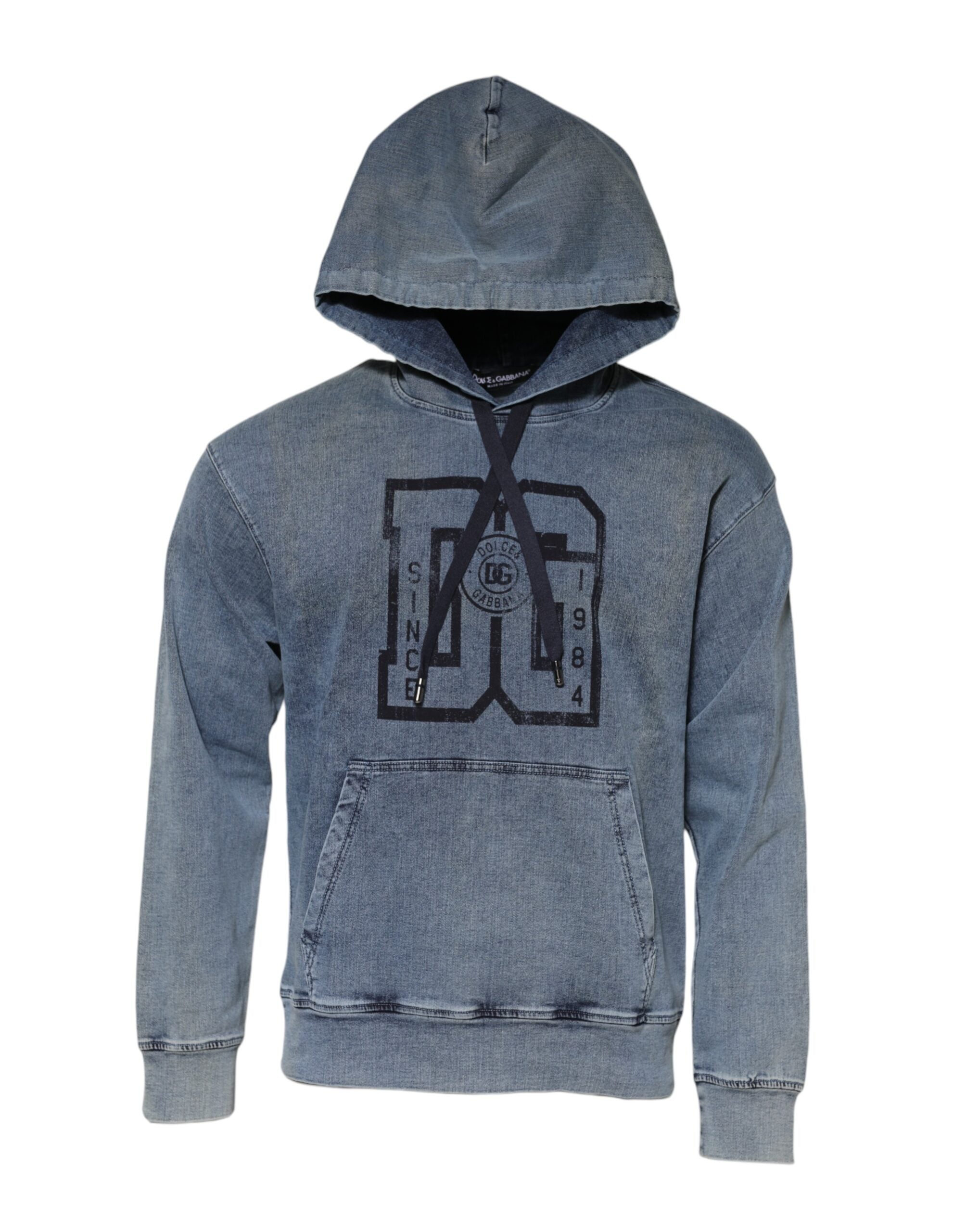 Dolce & Gabbana Blue Cotton Blend Hooded Sweatshirt Sweater Dolce & Gabbana