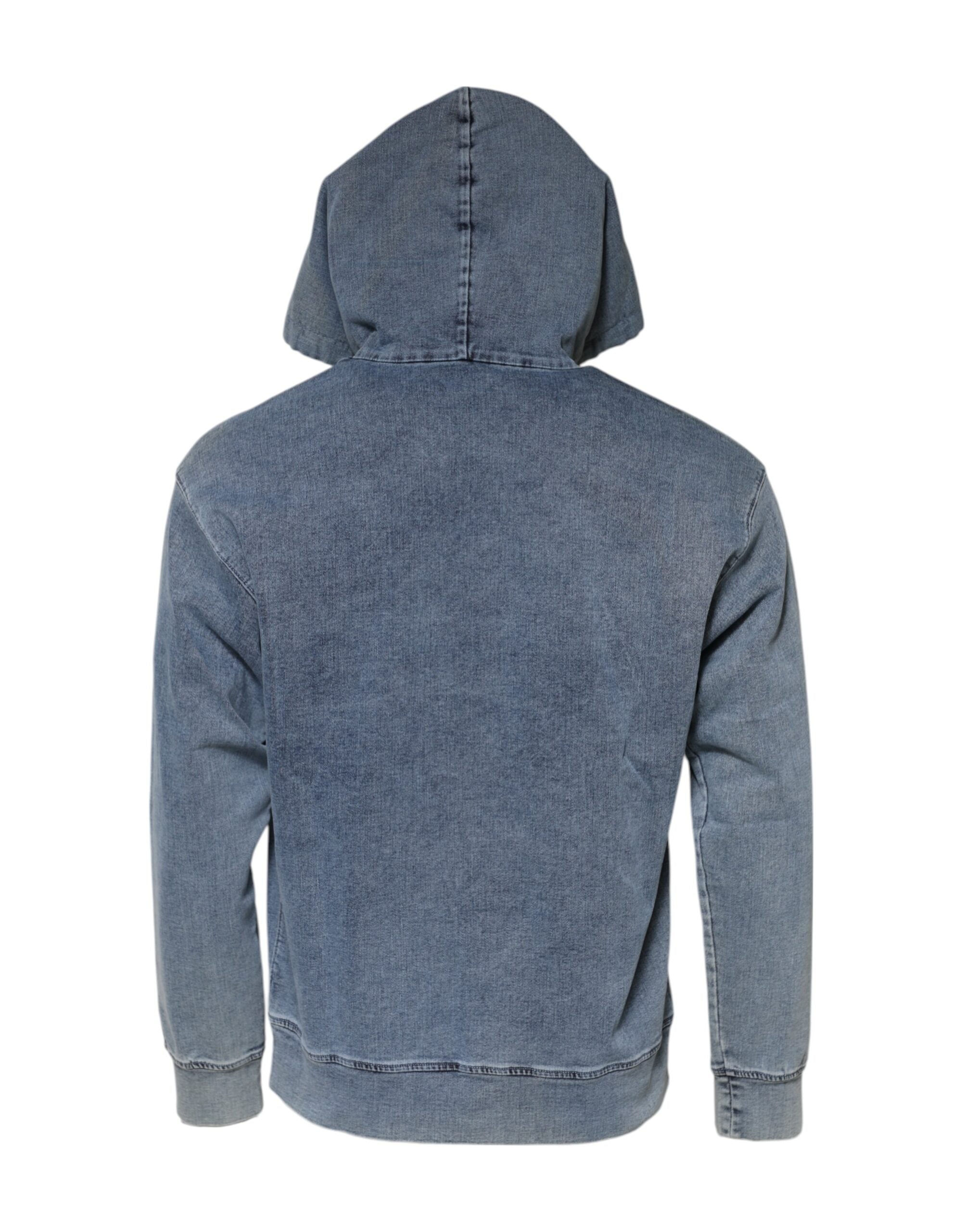 Dolce & Gabbana Blue Cotton Blend Hooded Sweatshirt Sweater Dolce & Gabbana