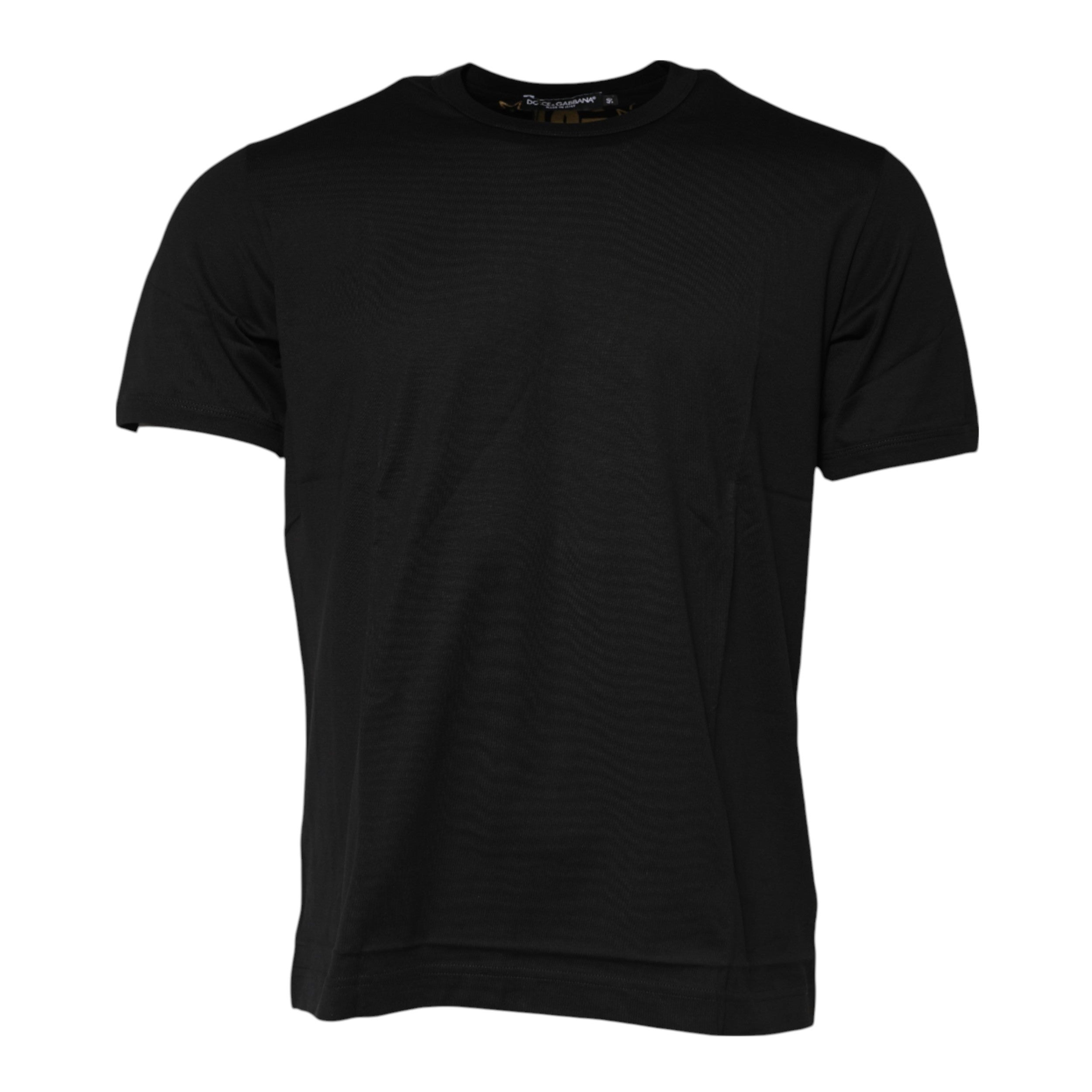 Dolce & Gabbana Black Cotton Logo Print Crew Neck T-shirt Dolce & Gabbana