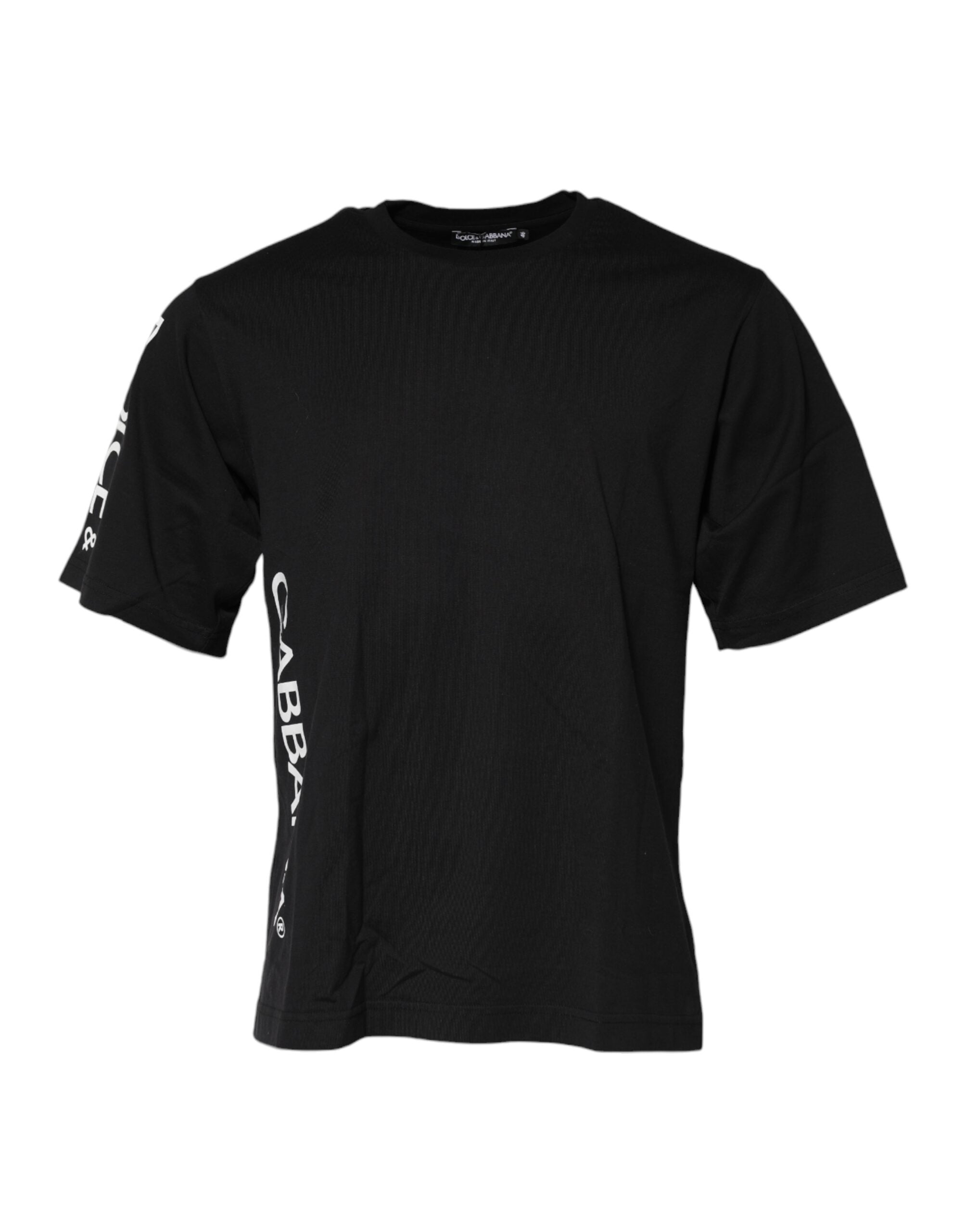 Dolce & Gabbana Black Logo Print Cotton Men Crew Neck T-shirt Dolce & Gabbana