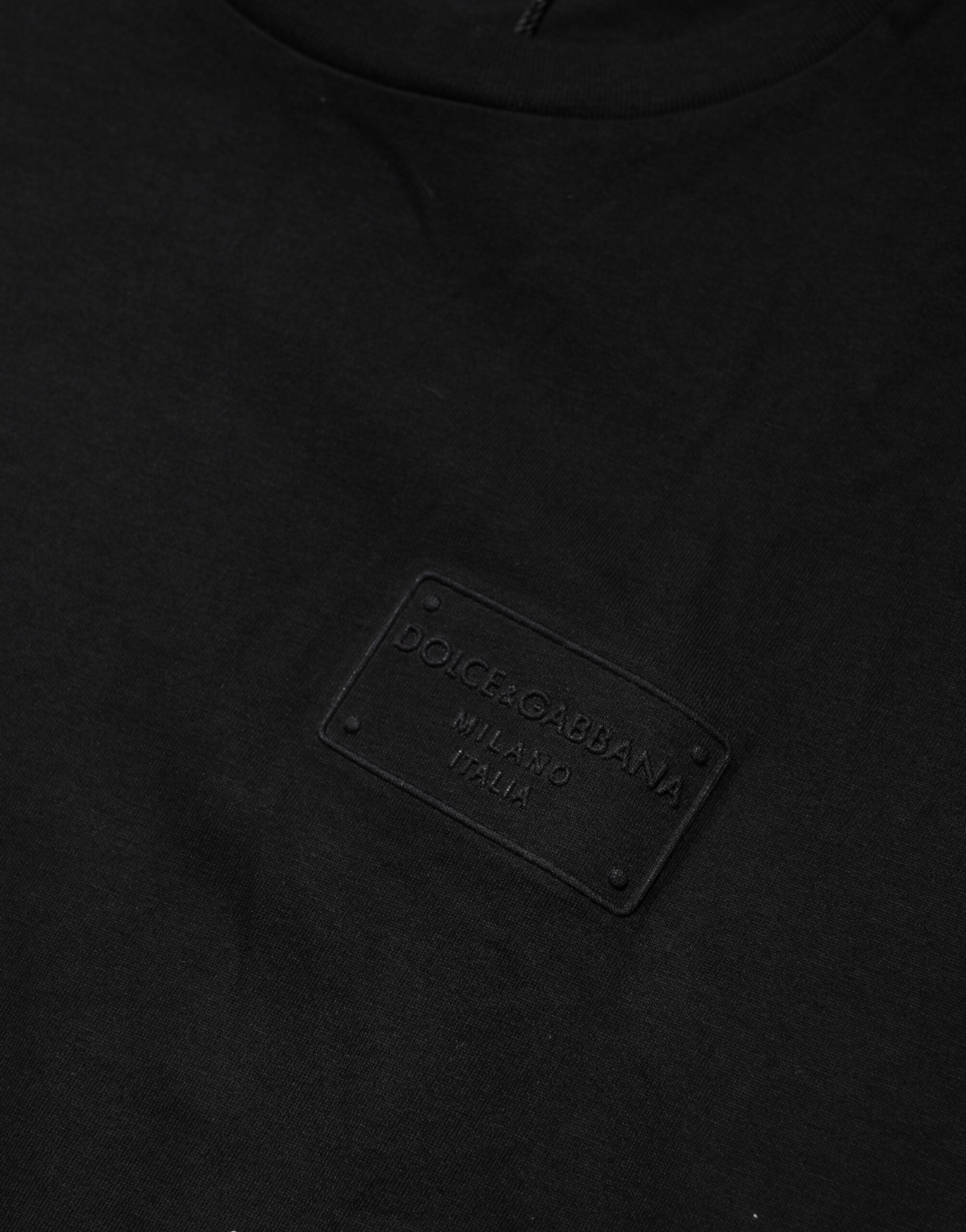 Dolce & Gabbana Black Logo Plaque Cotton Crew Neck T-shirt Dolce & Gabbana