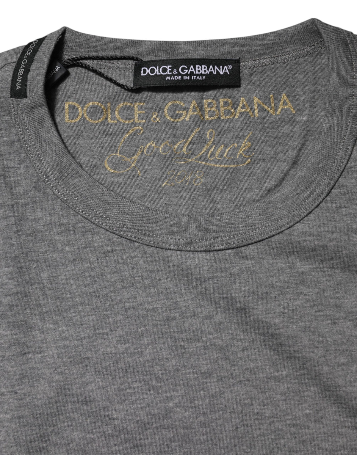 Dolce & Gabbana Gray Cotton Crew Neck Short Sleeves T-shirt