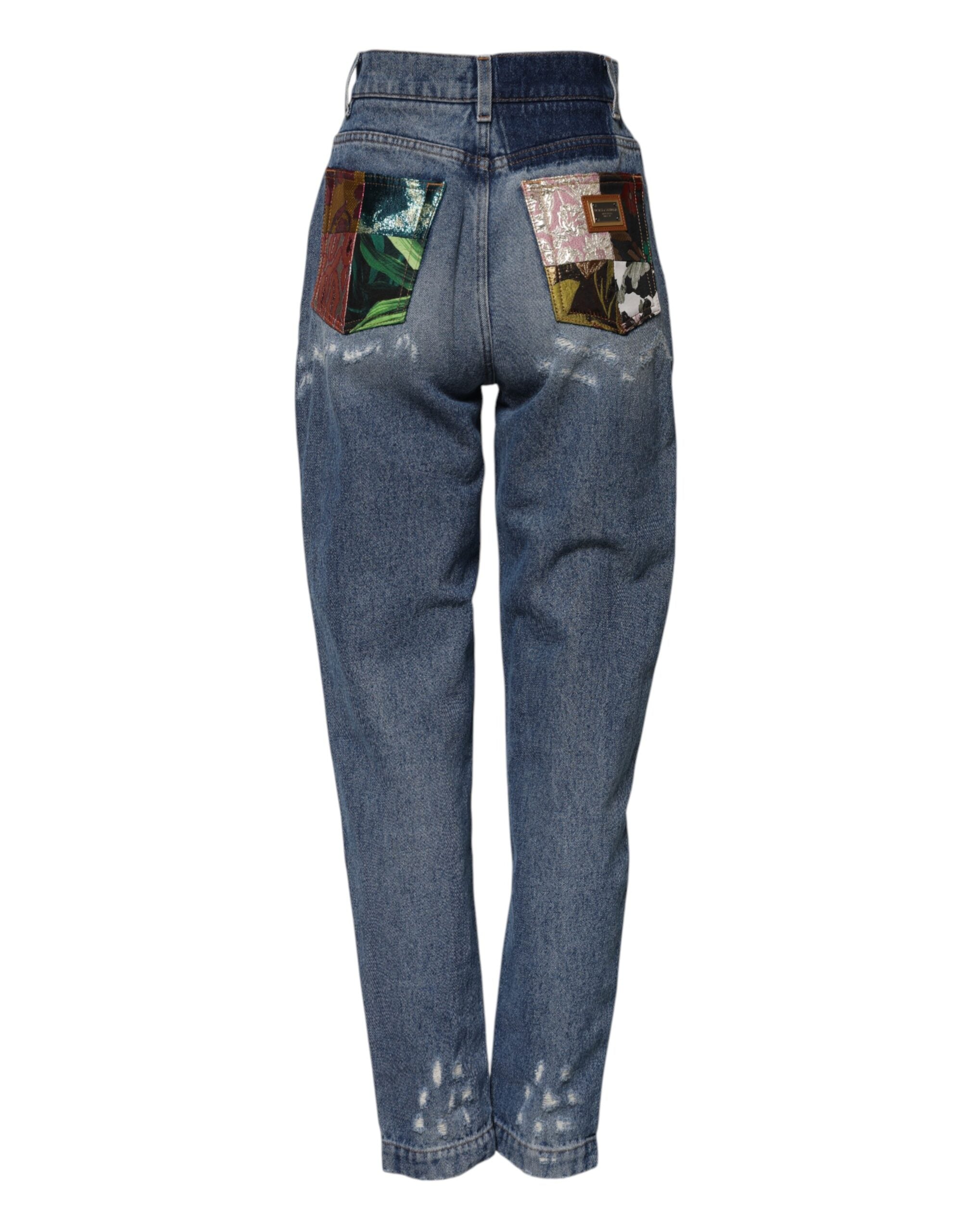 Dolce & Gabbana Blue AMBER Tattered High Waist Denim Jeans Dolce & Gabbana