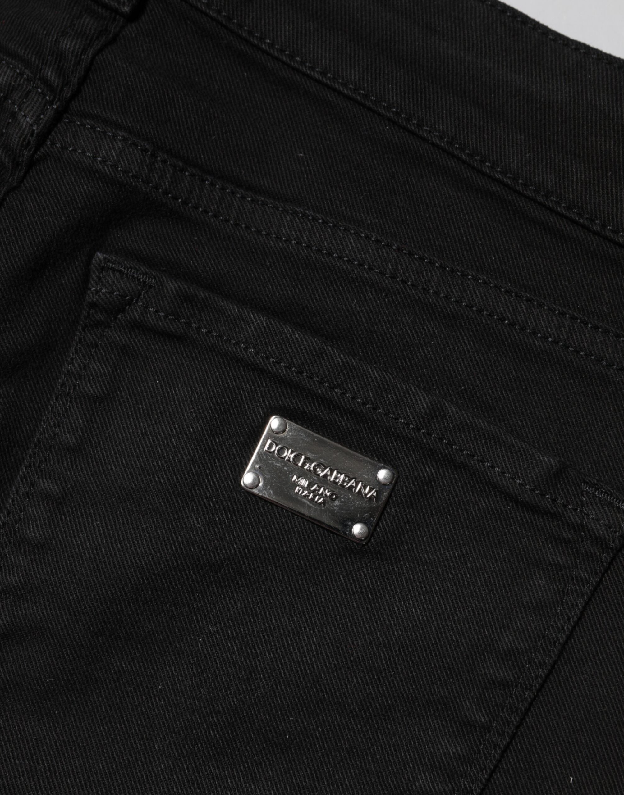 Dolce & Gabbana Black Cotton Skinny Mid Waist Denim Jeans Dolce & Gabbana