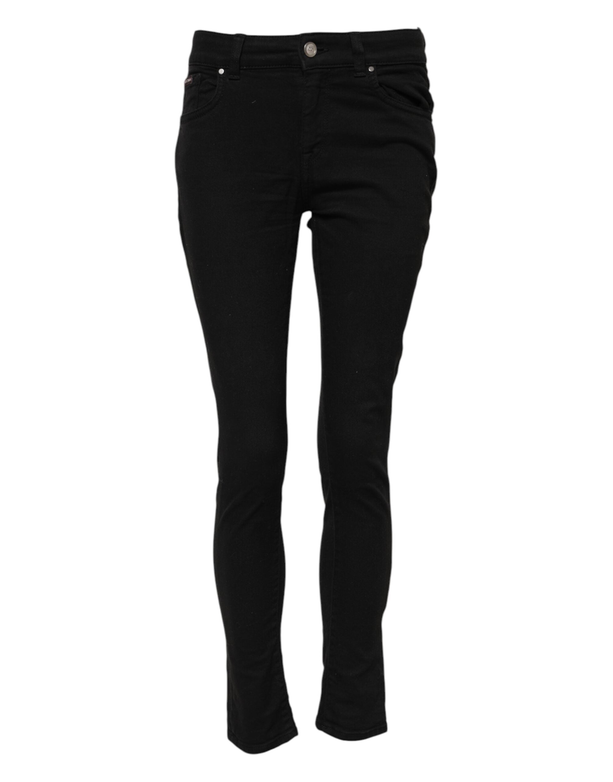 Dolce & Gabbana Black Cotton Skinny Mid Waist Denim Jeans Dolce & Gabbana