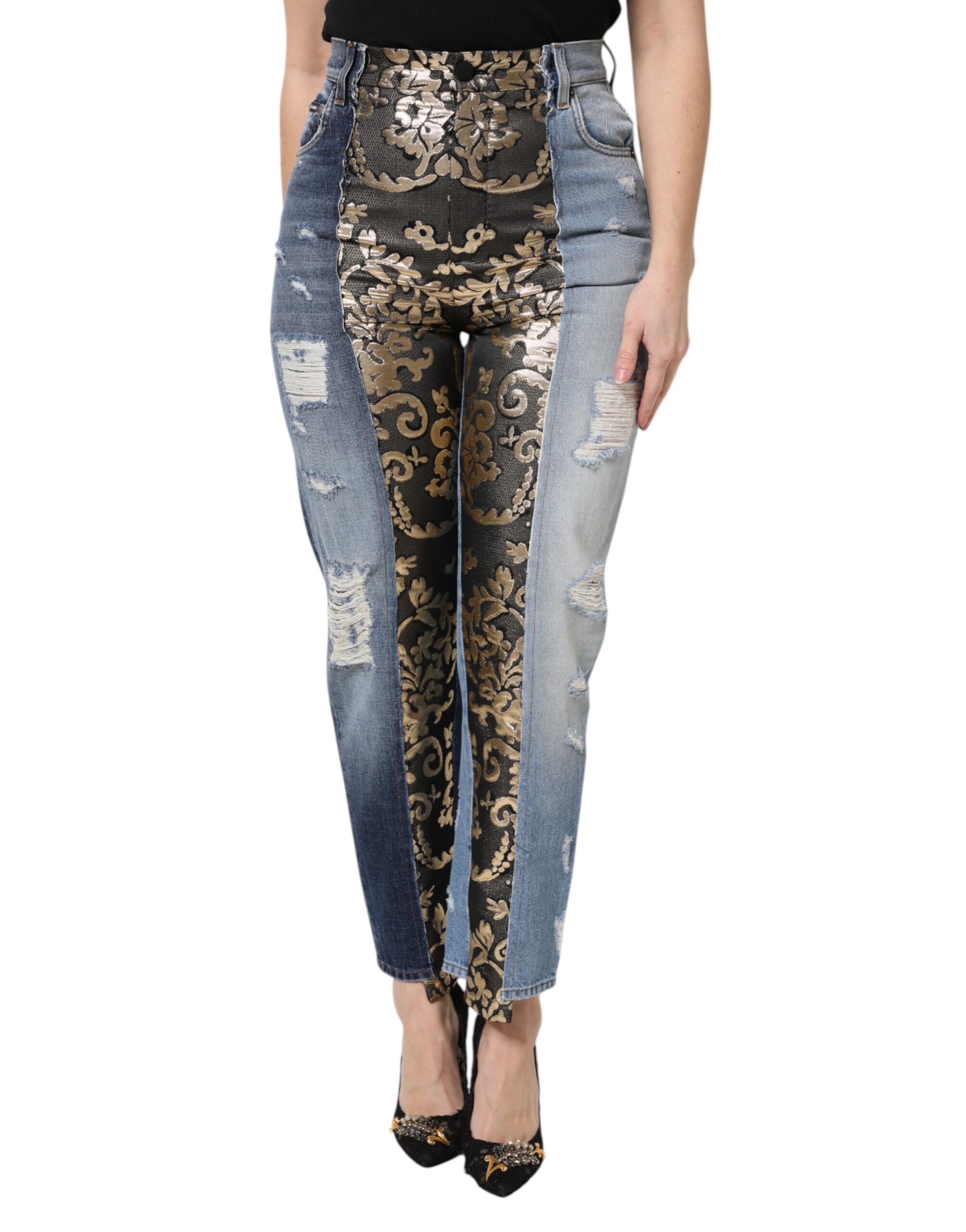 Dolce & Gabbana Multicolor Patchwork Tapered Denim Jeans Dolce & Gabbana