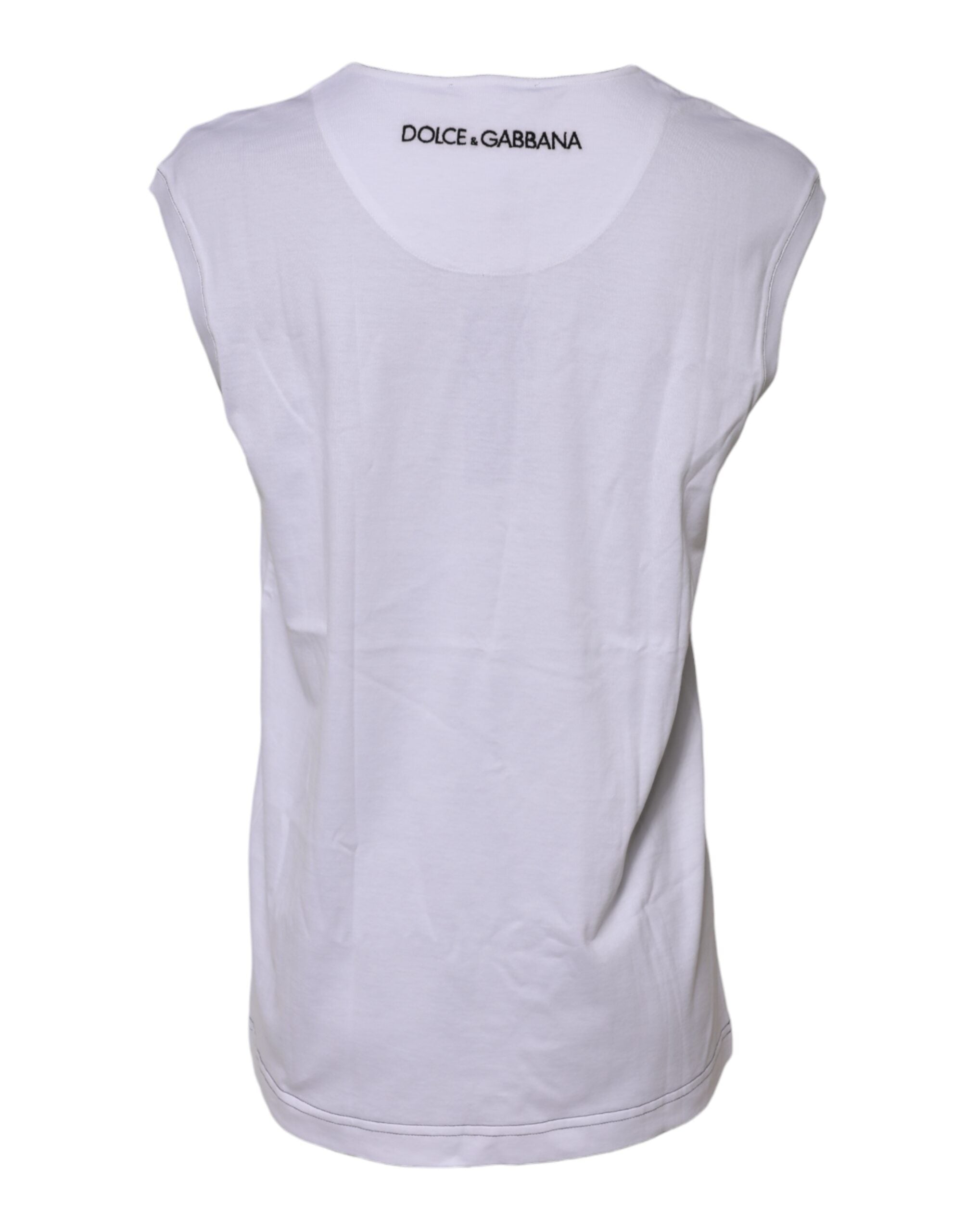 Dolce & Gabbana White Cotton Sleeveless Printed Tank T-shirt Dolce & Gabbana
