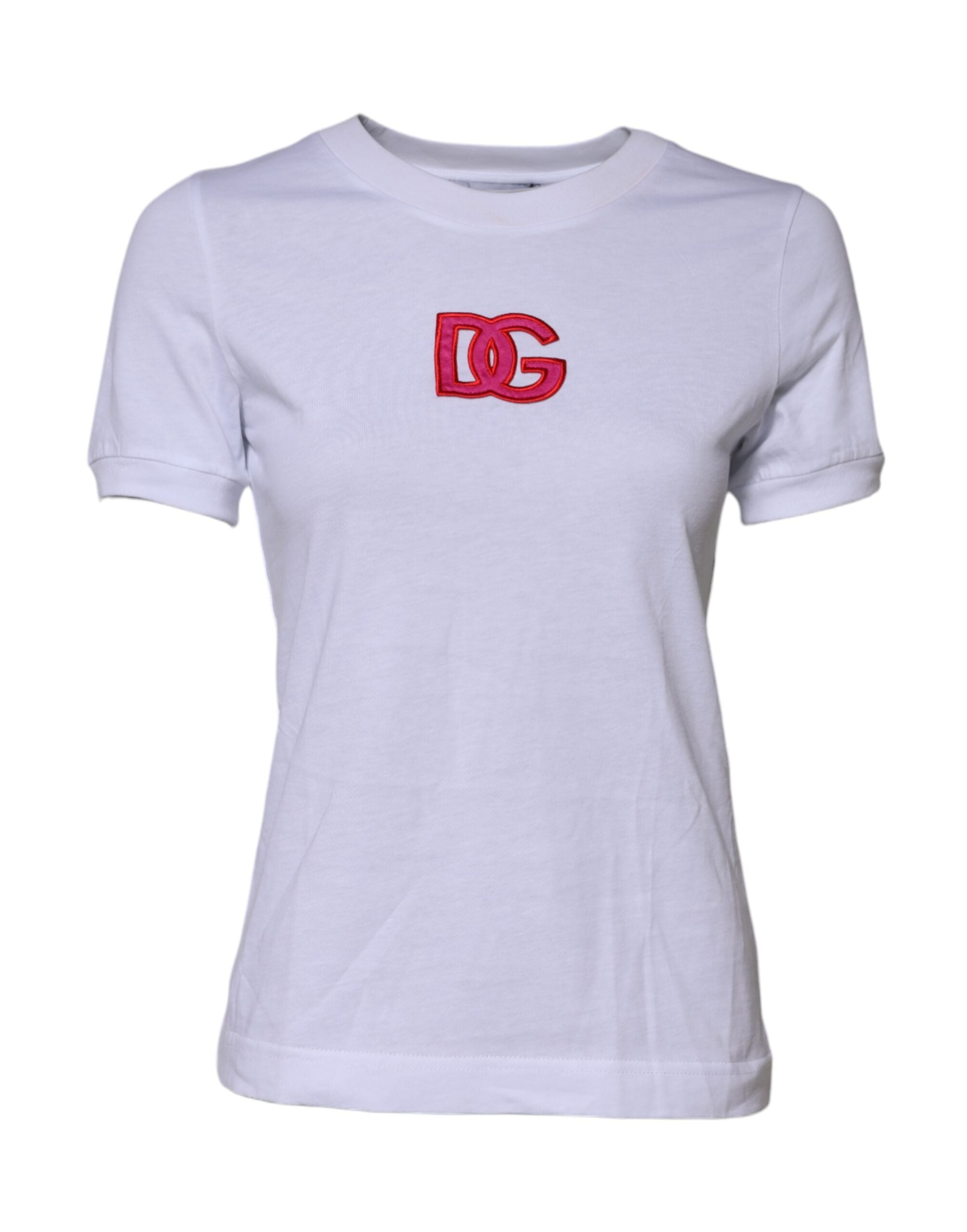 Dolce & Gabbana White Cotton DG Logo Embroidery Top T-shirt Dolce & Gabbana