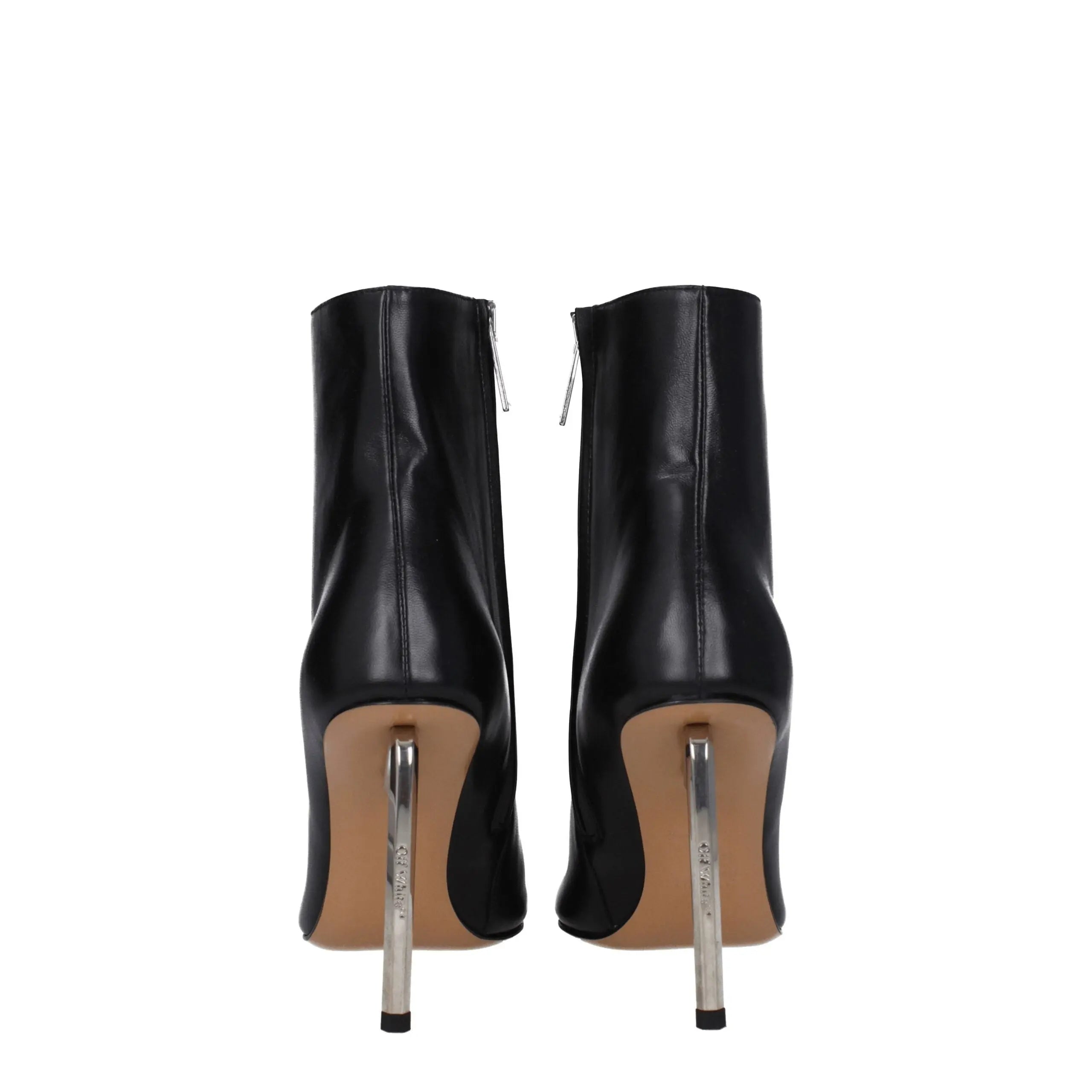 Off-White Black Leather Ankle Boots Off-White