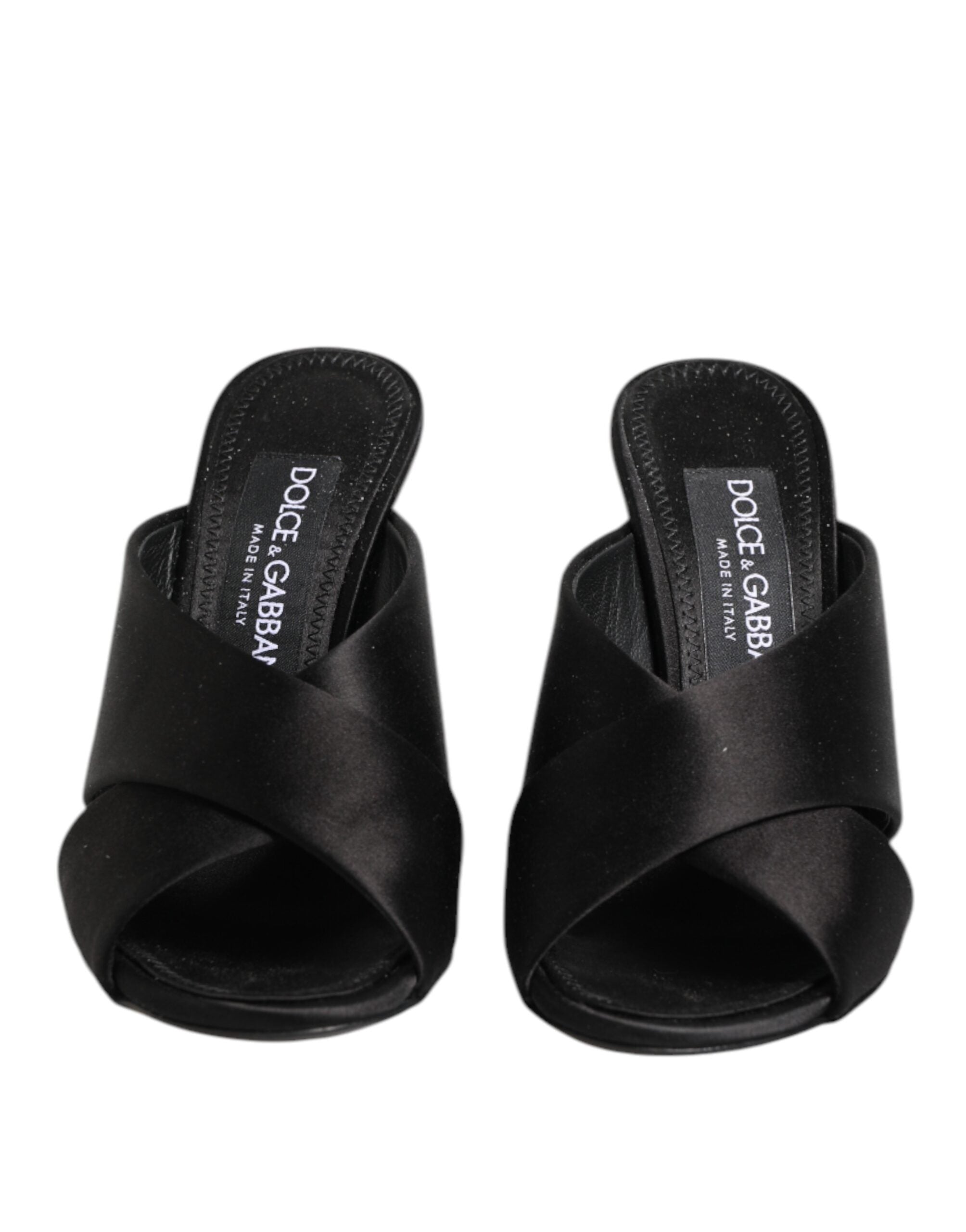 Dolce & Gabbana Black Logo KEIRA Satin Slides Sandals Shoes Dolce & Gabbana