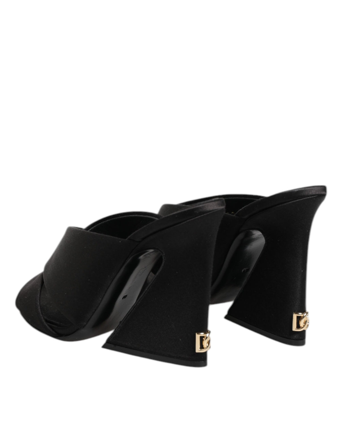 Dolce & Gabbana Black Logo KEIRA Satin Slides Sandals Shoes
