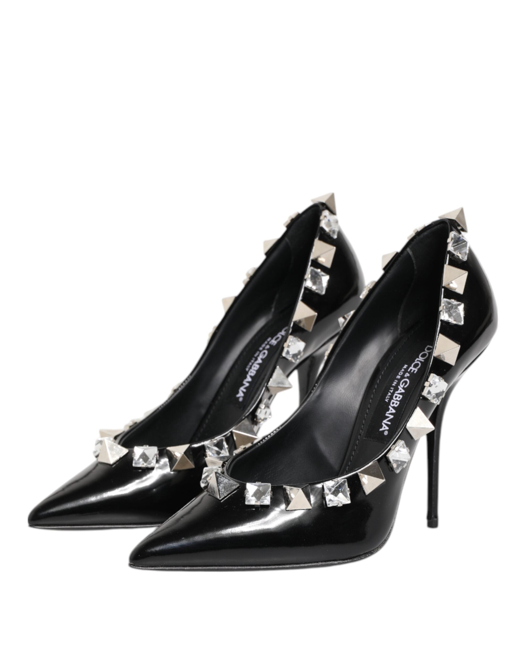 Dolce & Gabbana Black Crystals Studs Stiletto Pumps Shoes Dolce & Gabbana