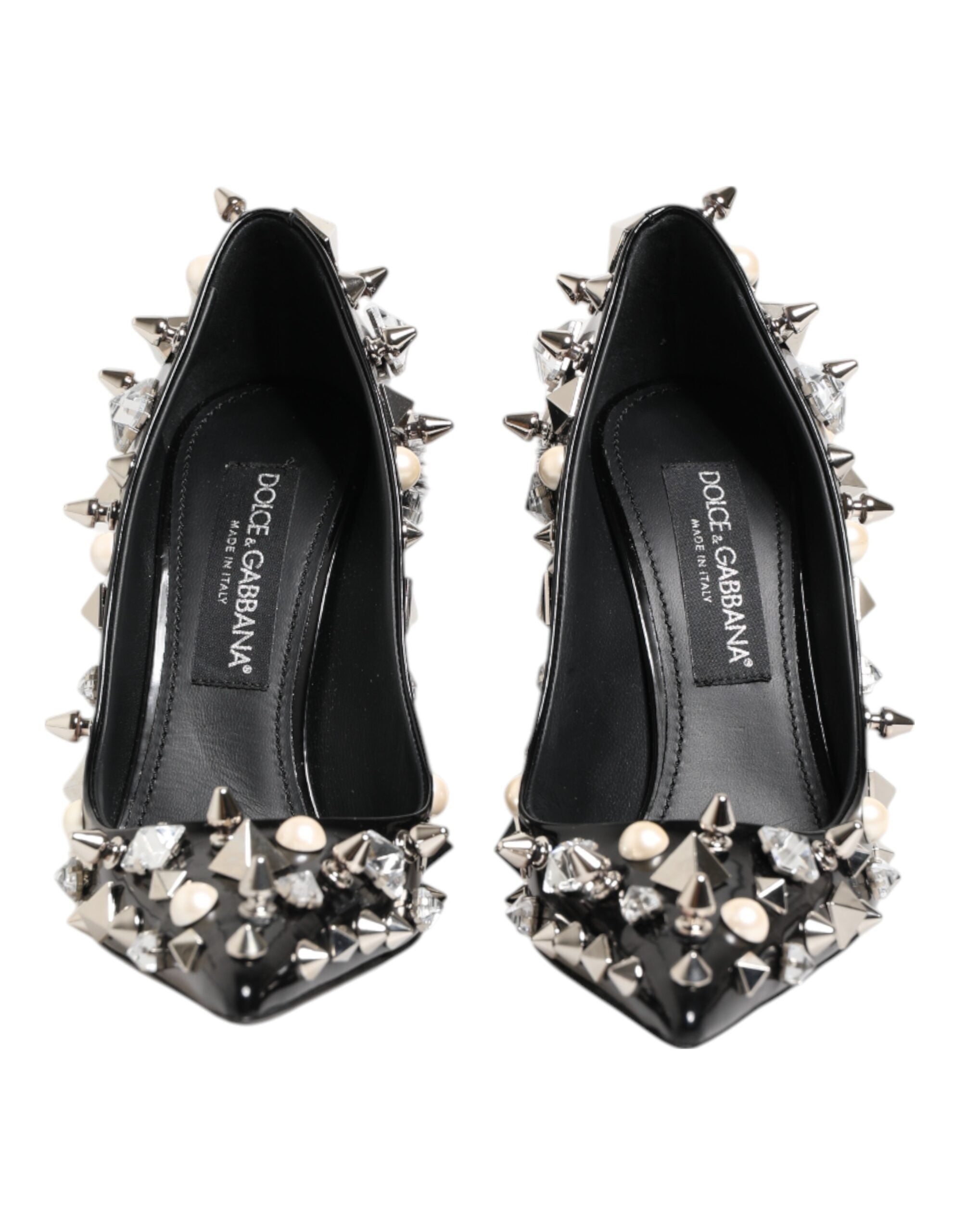 Dolce & Gabbana Black Crystals Studs Stiletto Pumps Shoes Dolce & Gabbana