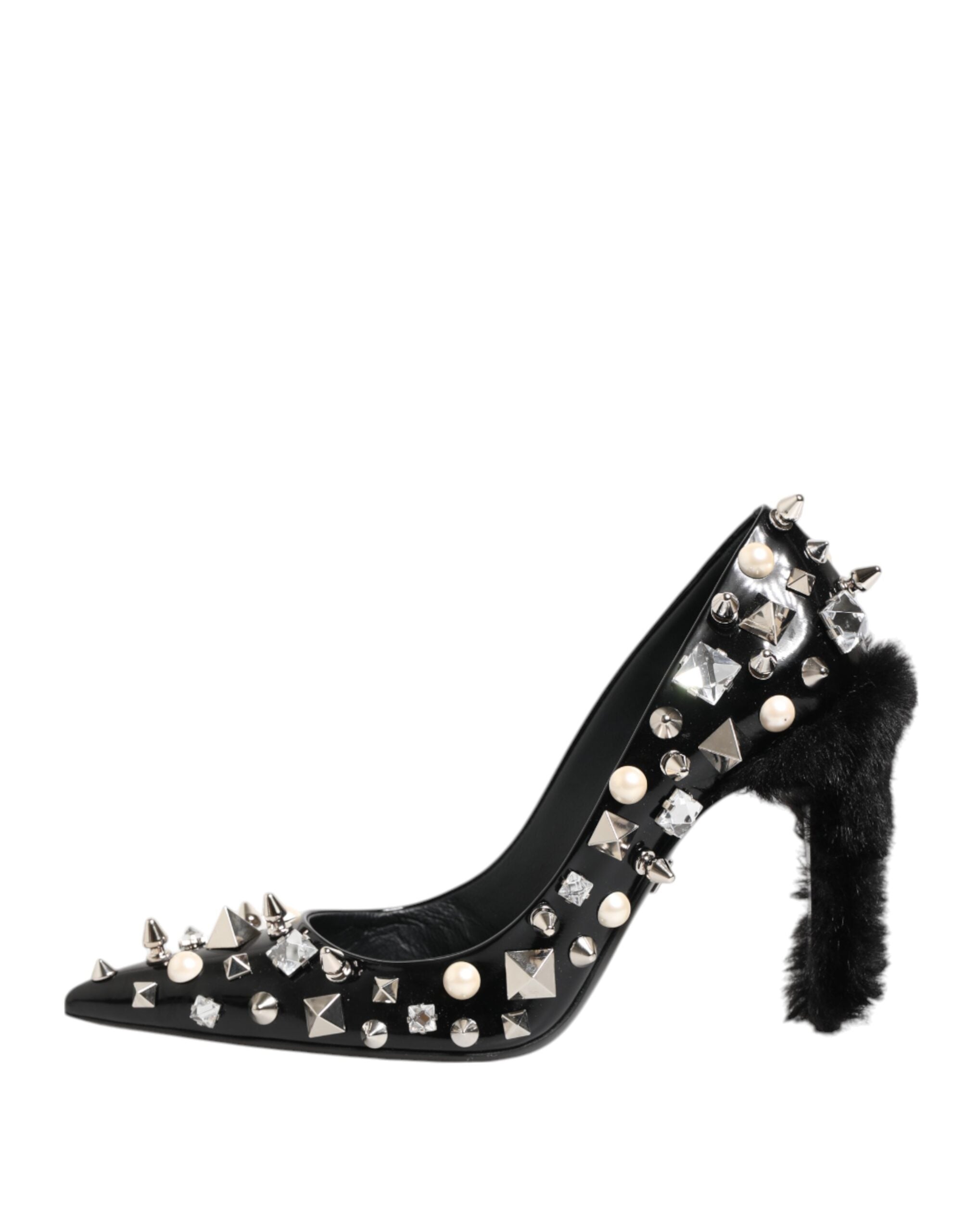 Dolce & Gabbana Black Crystals Studs Stiletto Pumps Shoes Dolce & Gabbana