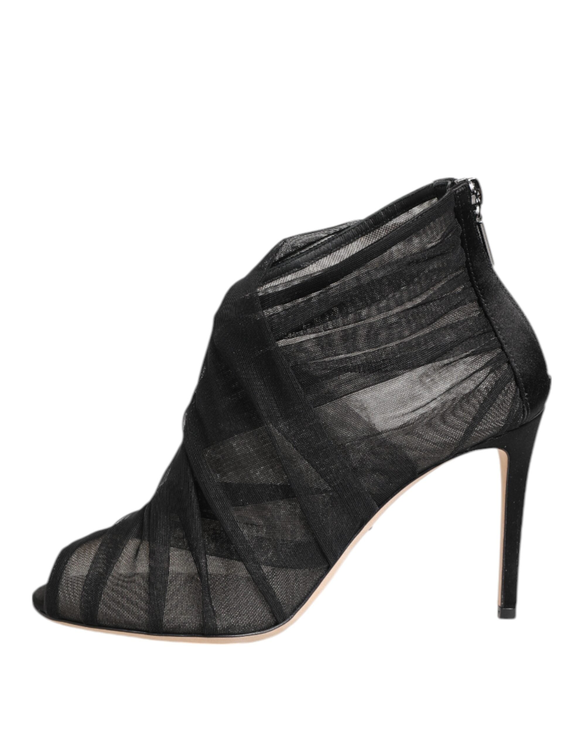 Dolce & Gabbana Black Mesh Stiletto Heels Ankle Boots Shoes Dolce & Gabbana