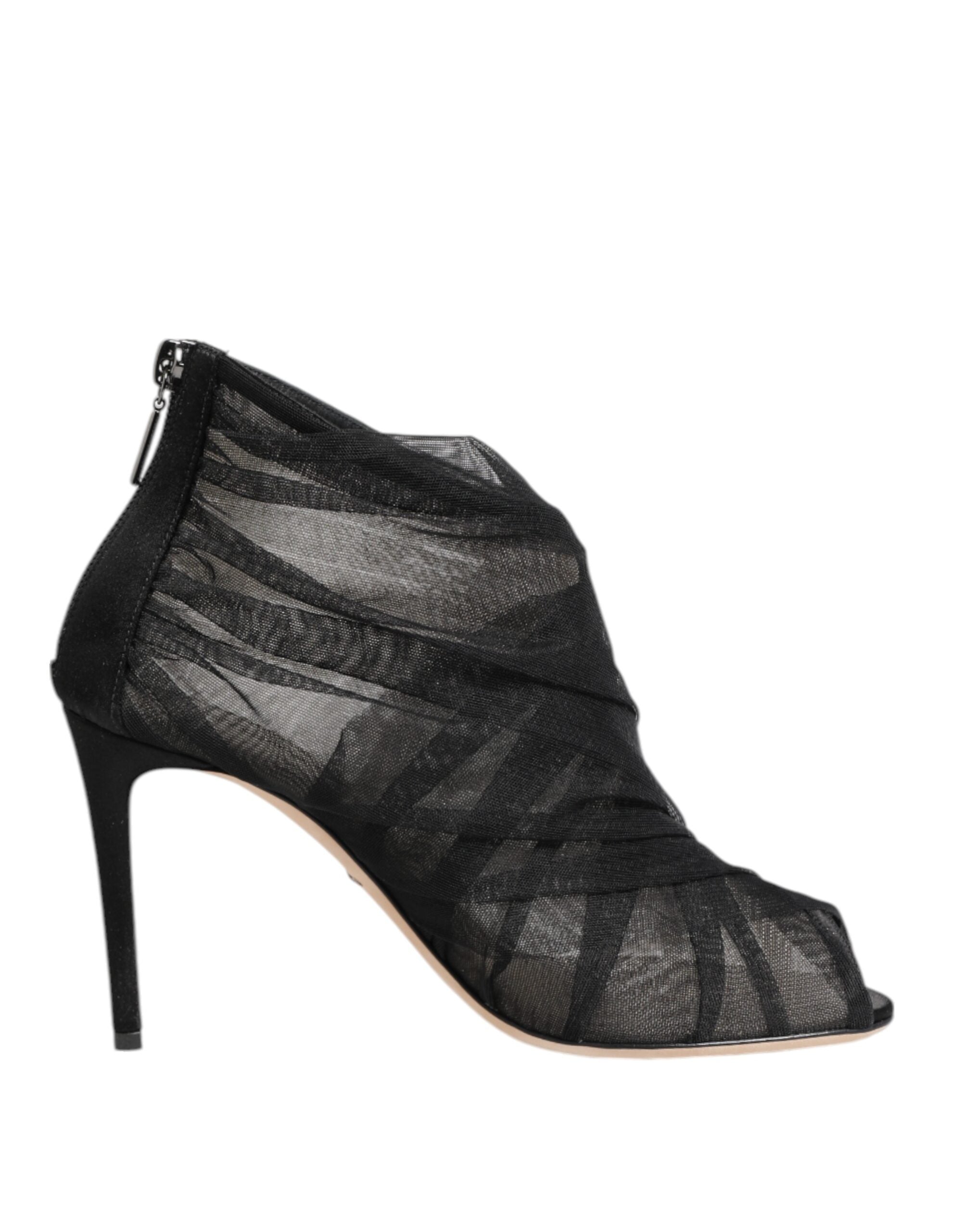 Dolce & Gabbana Black Mesh Stiletto Heels Ankle Boots Shoes Dolce & Gabbana