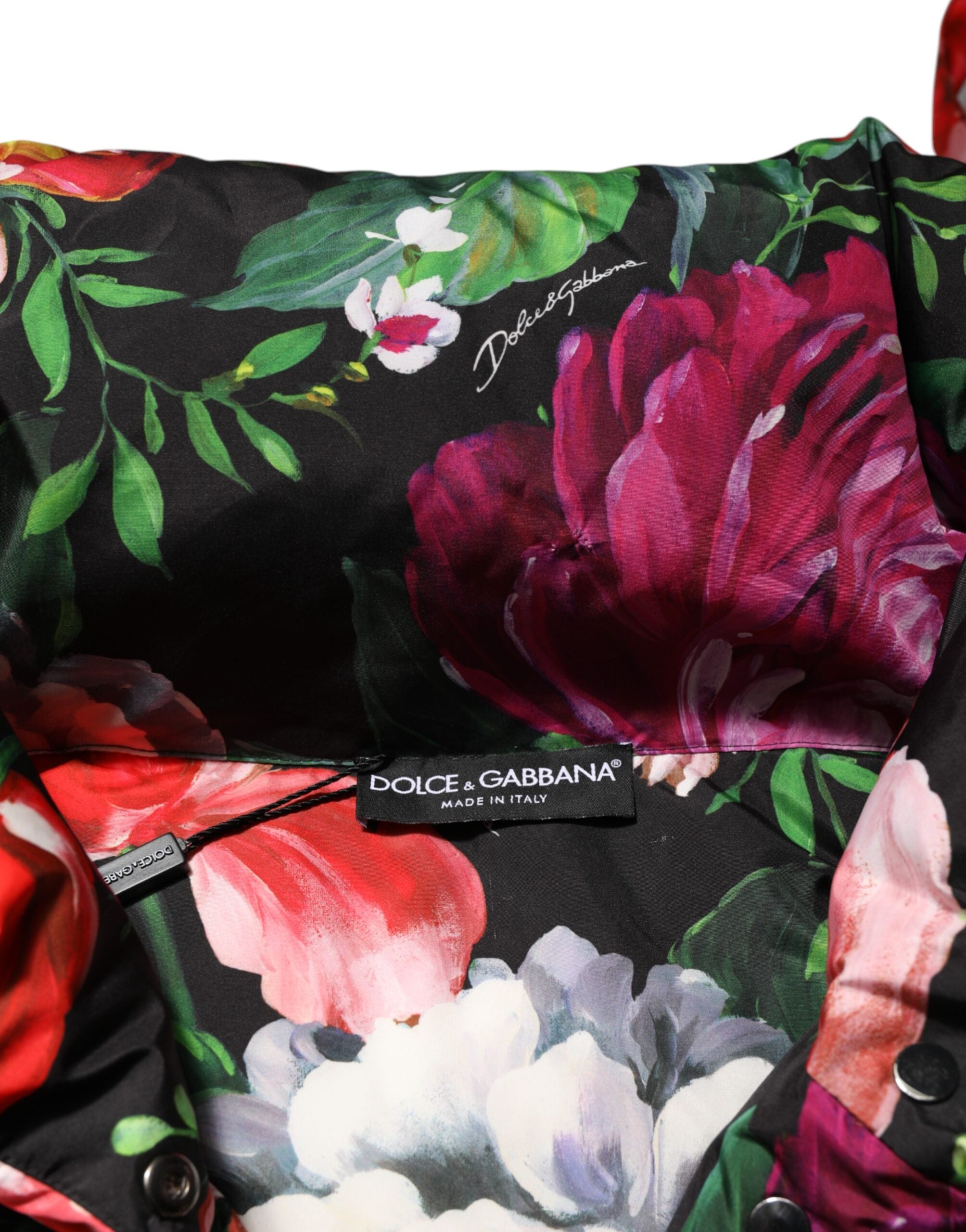 Dolce & Gabbana Multicolor Floral Hooded Puffer Coat Jacket Dolce & Gabbana
