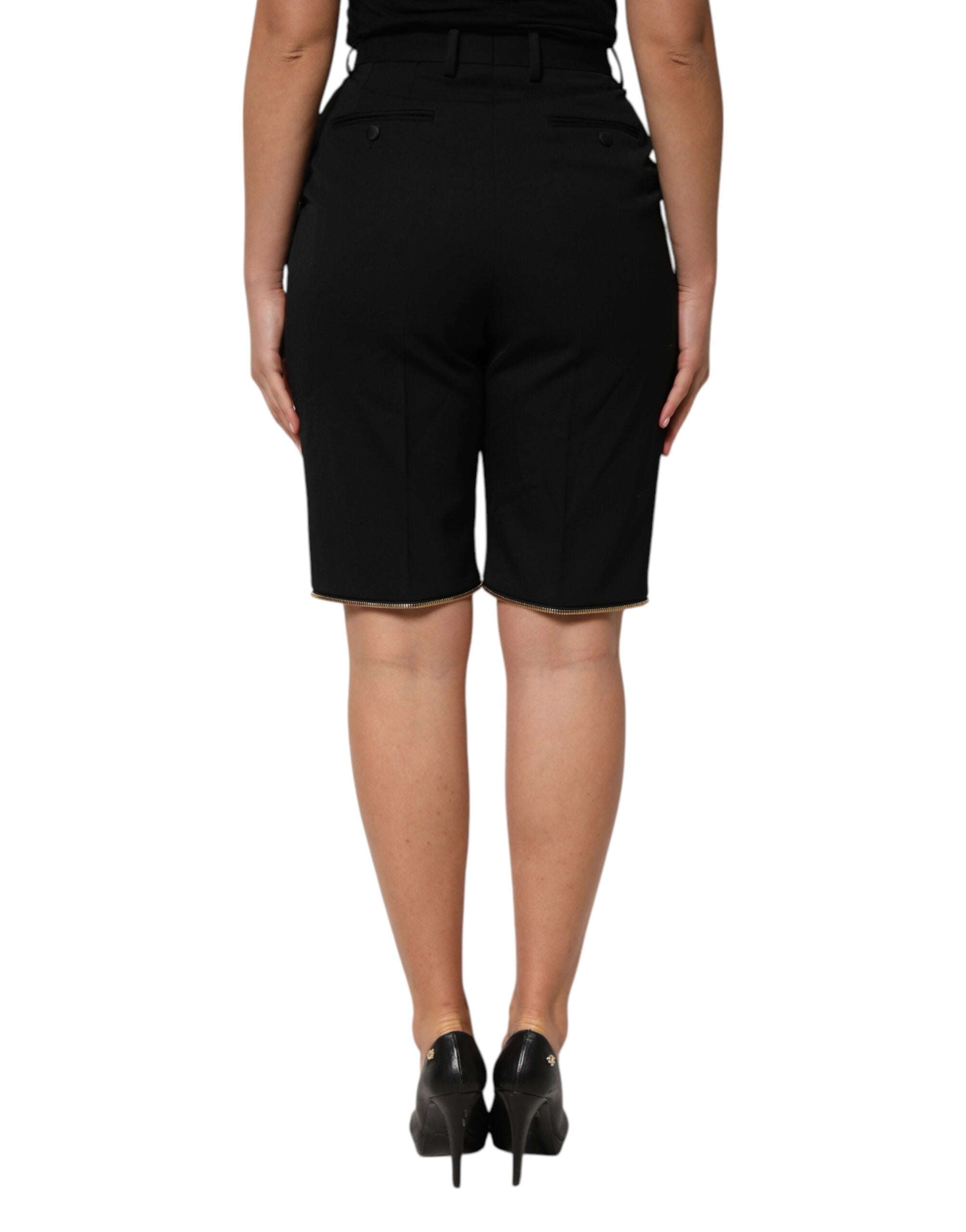 Dolce & Gabbana Black Zip Detailed Wool Straight Leg Pants Dolce & Gabbana