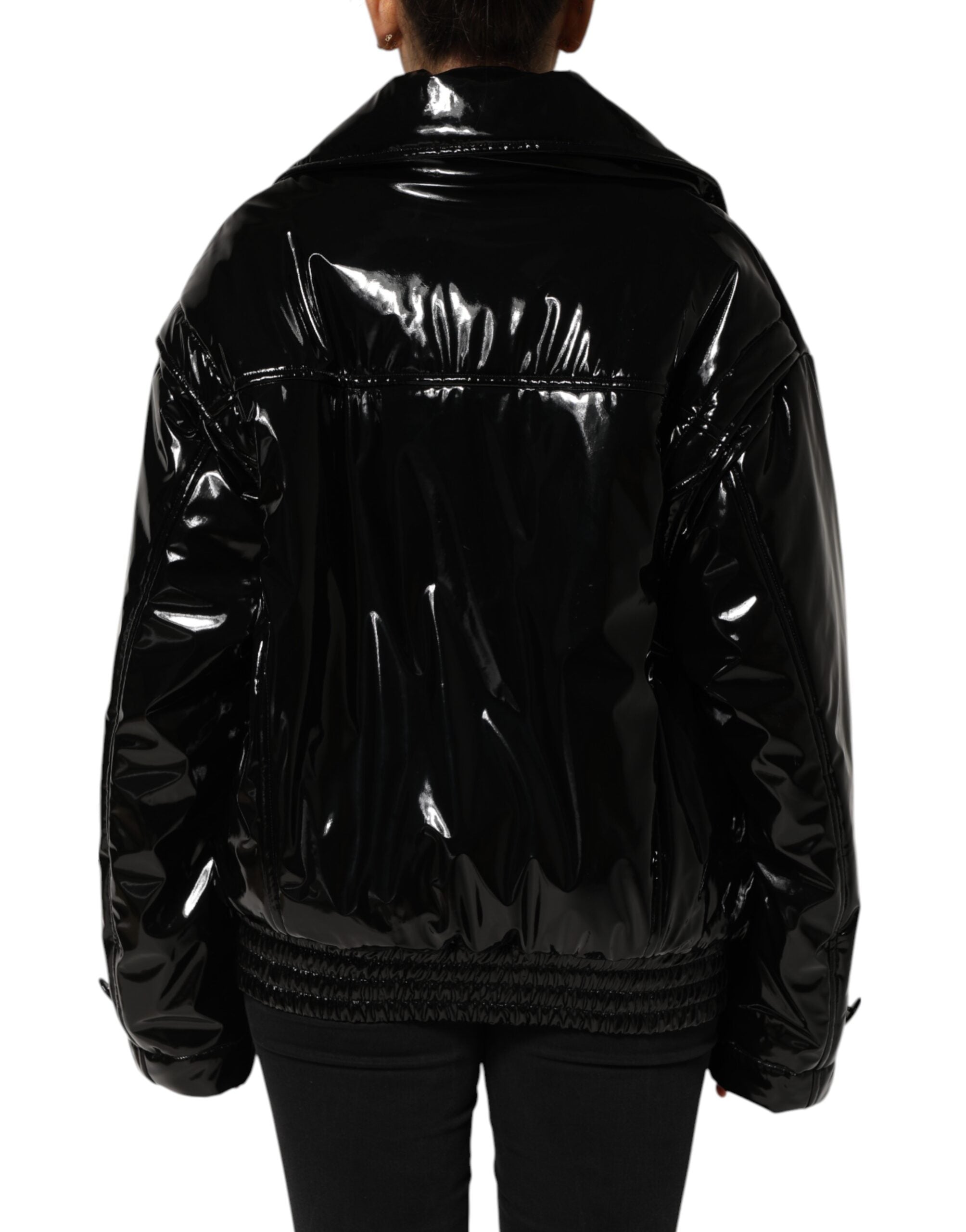 Dolce & Gabbana Polyester Black Quilted Puffer Coat Jacket Dolce & Gabbana
