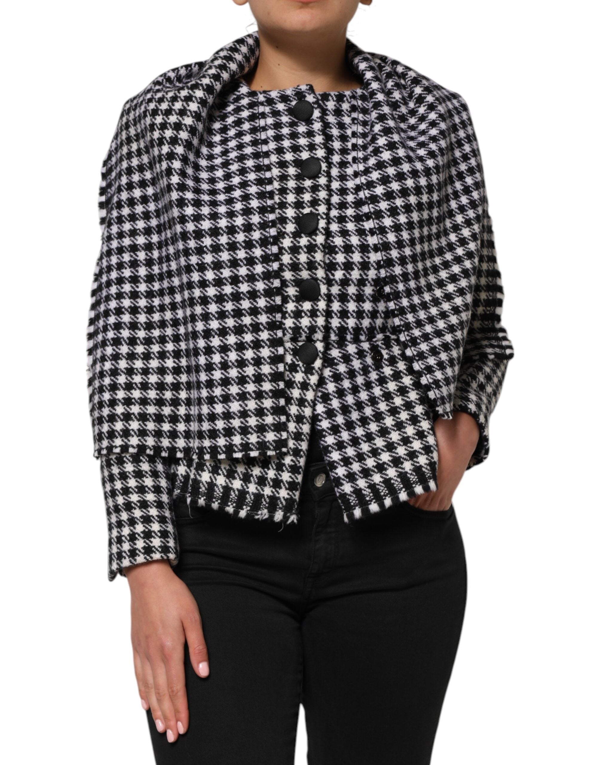 Dolce & Gabbana Multicolor Wool Monochrome Patterned Jacket Dolce & Gabbana