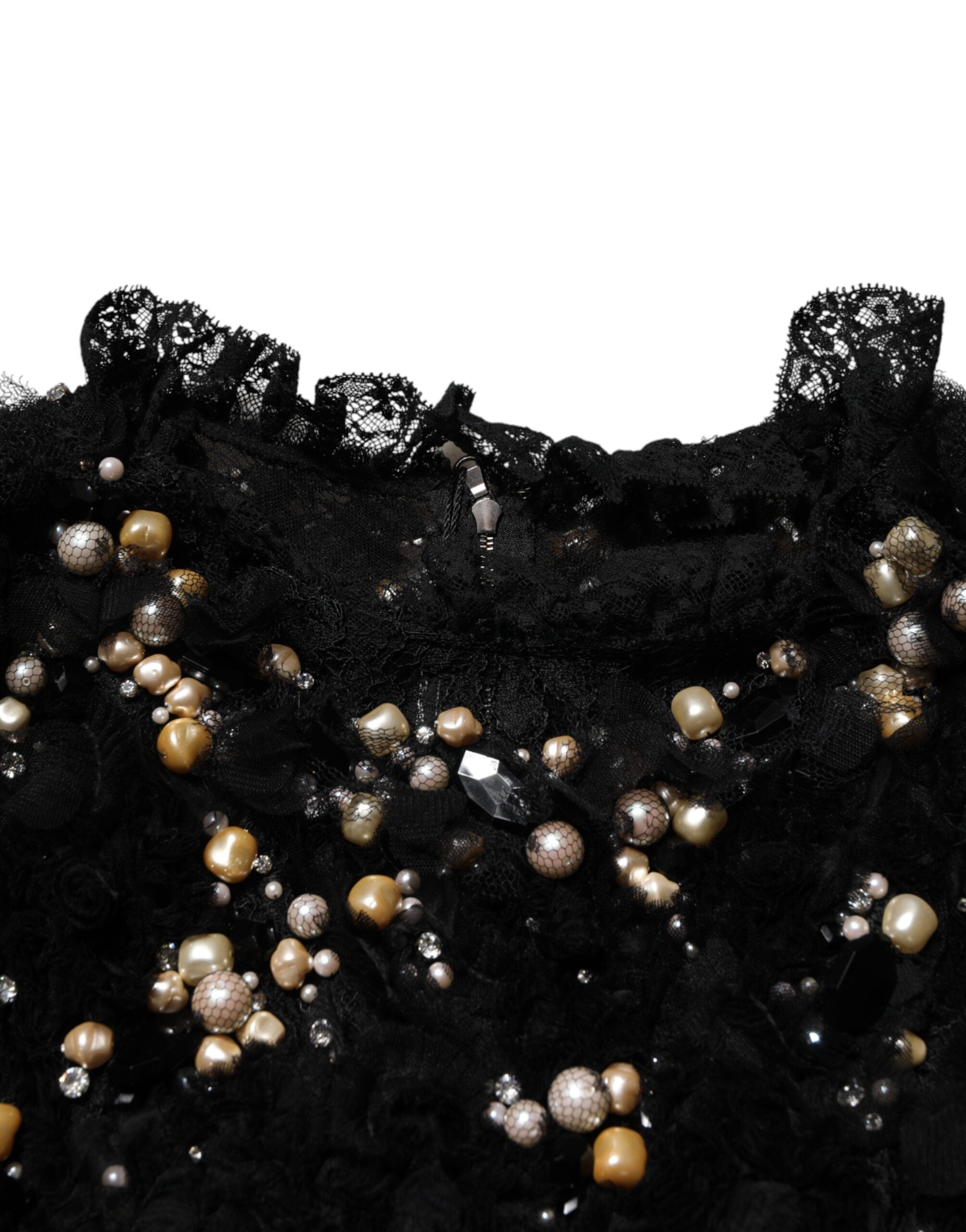 Dolce & Gabbana Black Viscose Pearl Embellishment Shift Dress Dolce & Gabbana