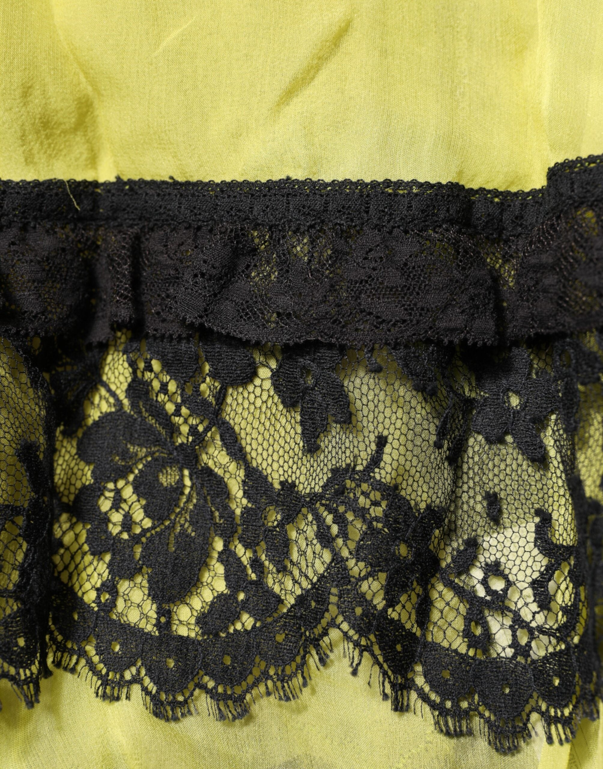 Dolce & Gabbana Yellow Black Babydoll Chemise Lingerie Dress Dolce & Gabbana