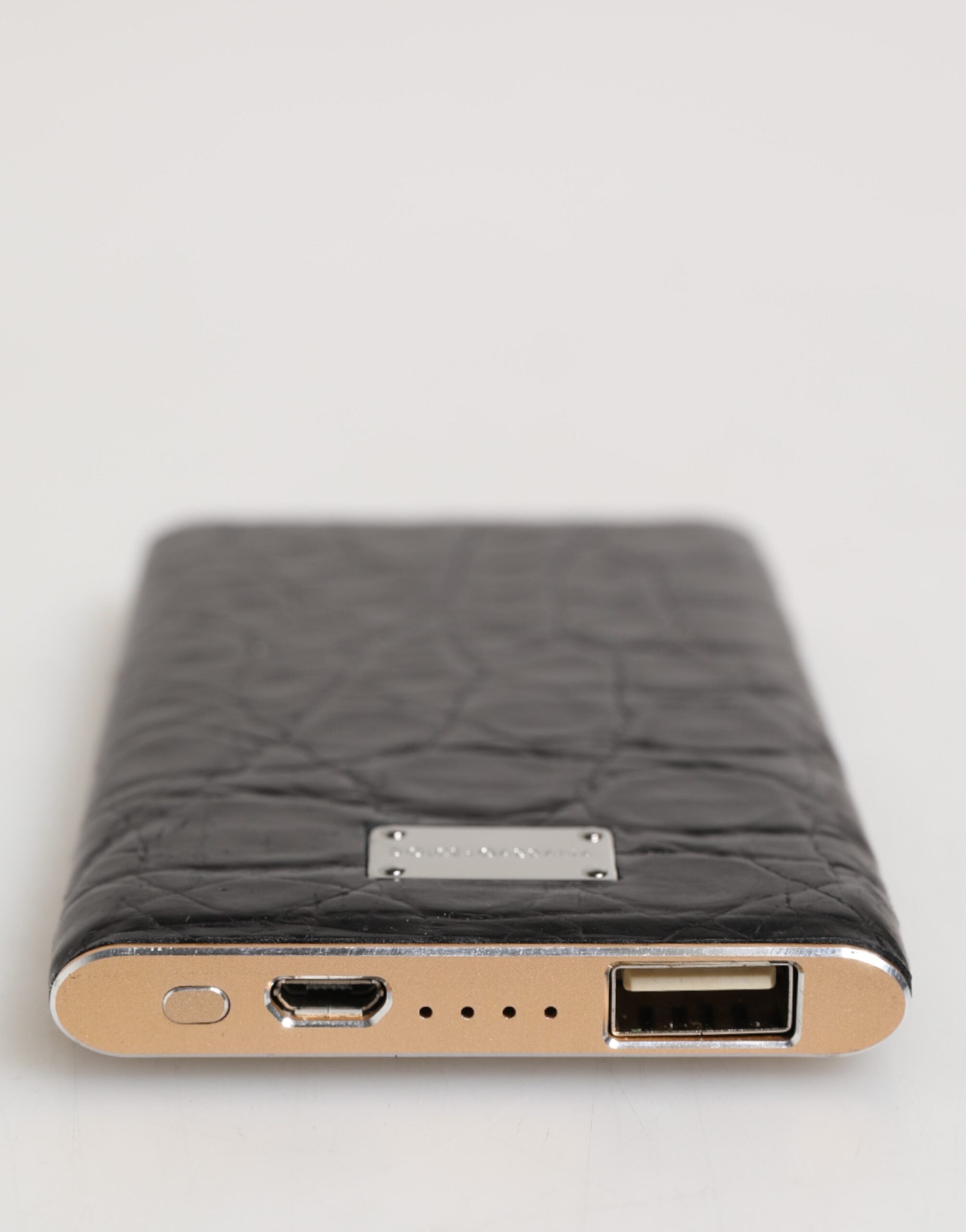 Dolce & Gabbana Black Leather Exotic Skin 3000mAh Power Bank Charger USB Dolce & Gabbana