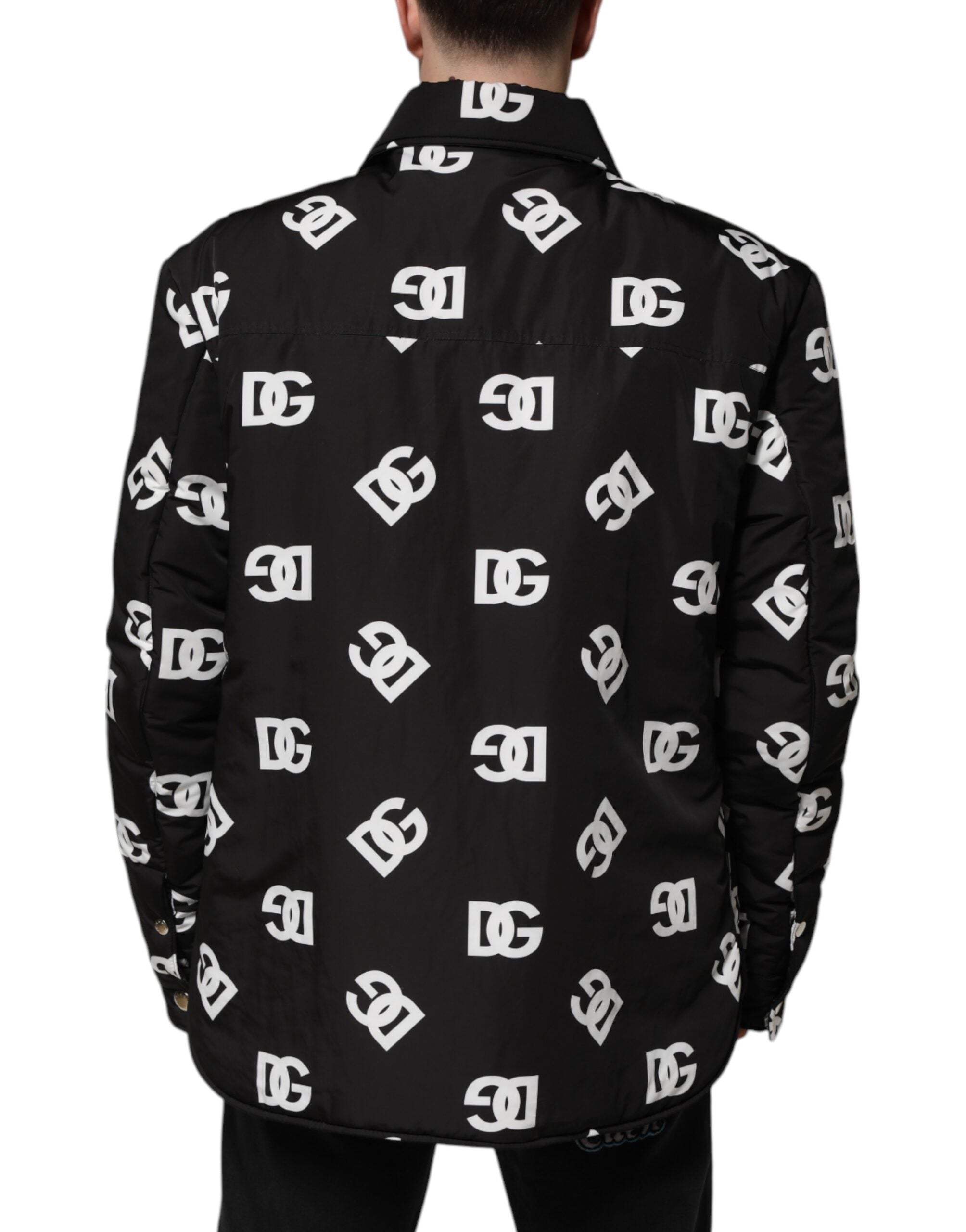 Dolce & Gabbana Black DG Monogram Nylon Windbreaker Jacket Dolce & Gabbana