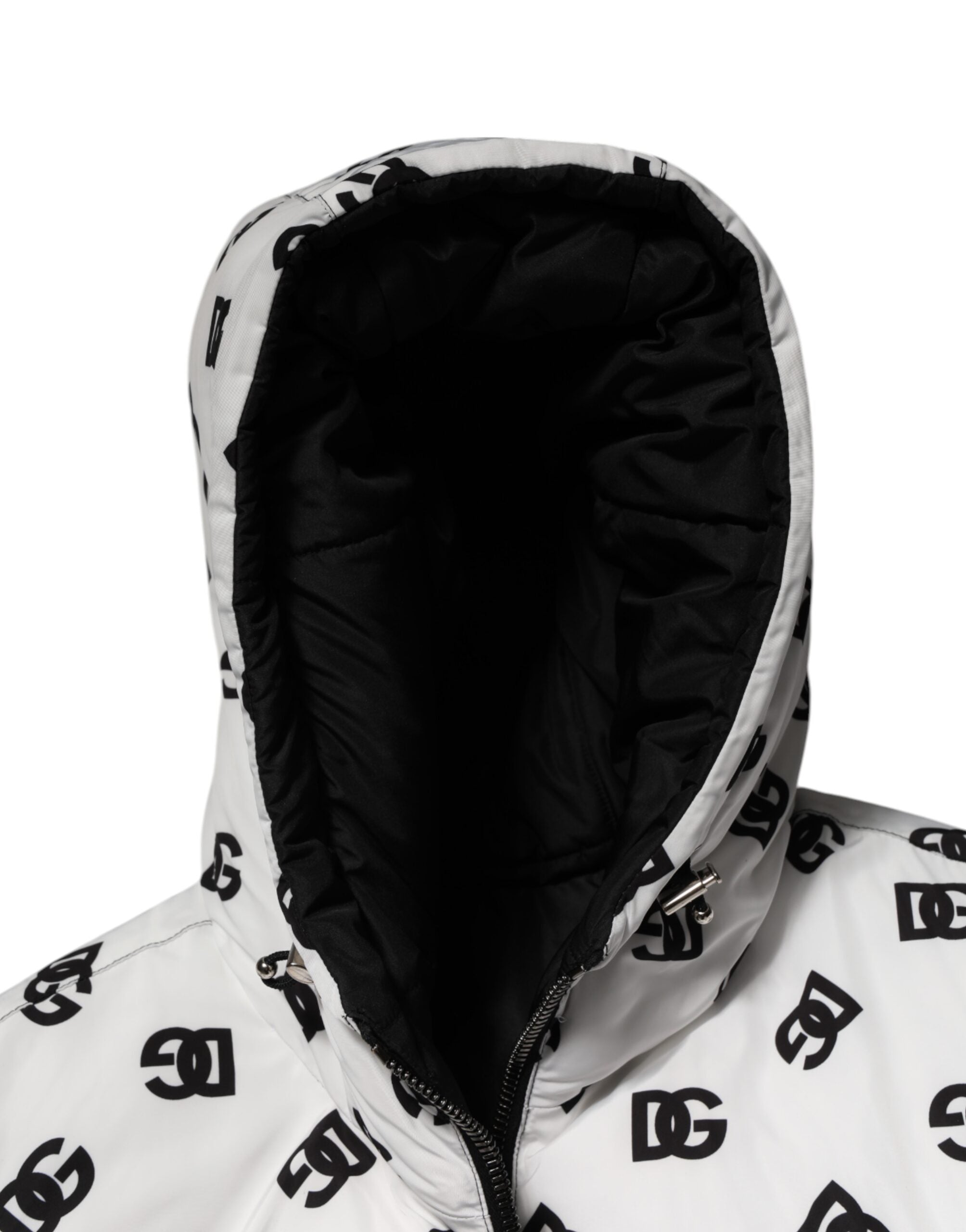 Dolce & Gabbana White DG Monogram Hooded Puffer Jacket Dolce & Gabbana