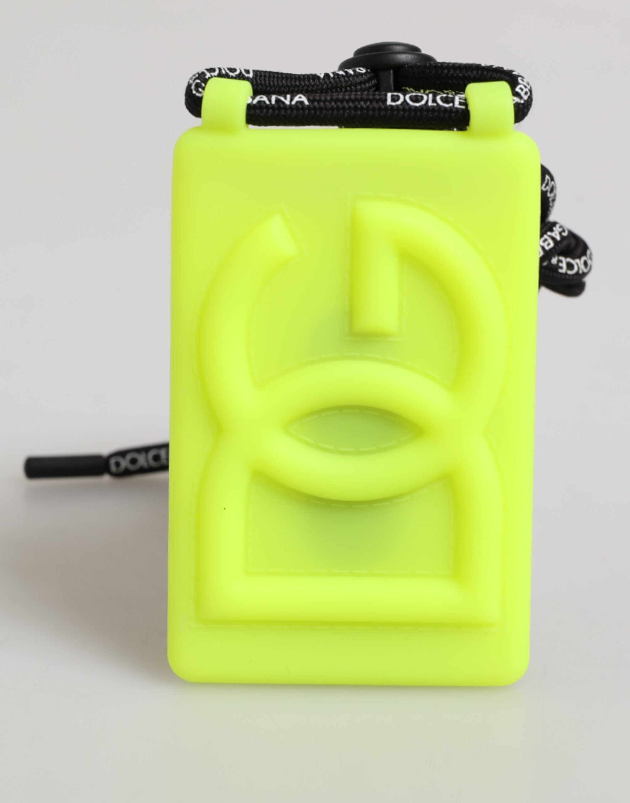 Dolce & Gabbana Yellow Green Rubber DG Embossed Adjustable Badge Holder Dolce & Gabbana