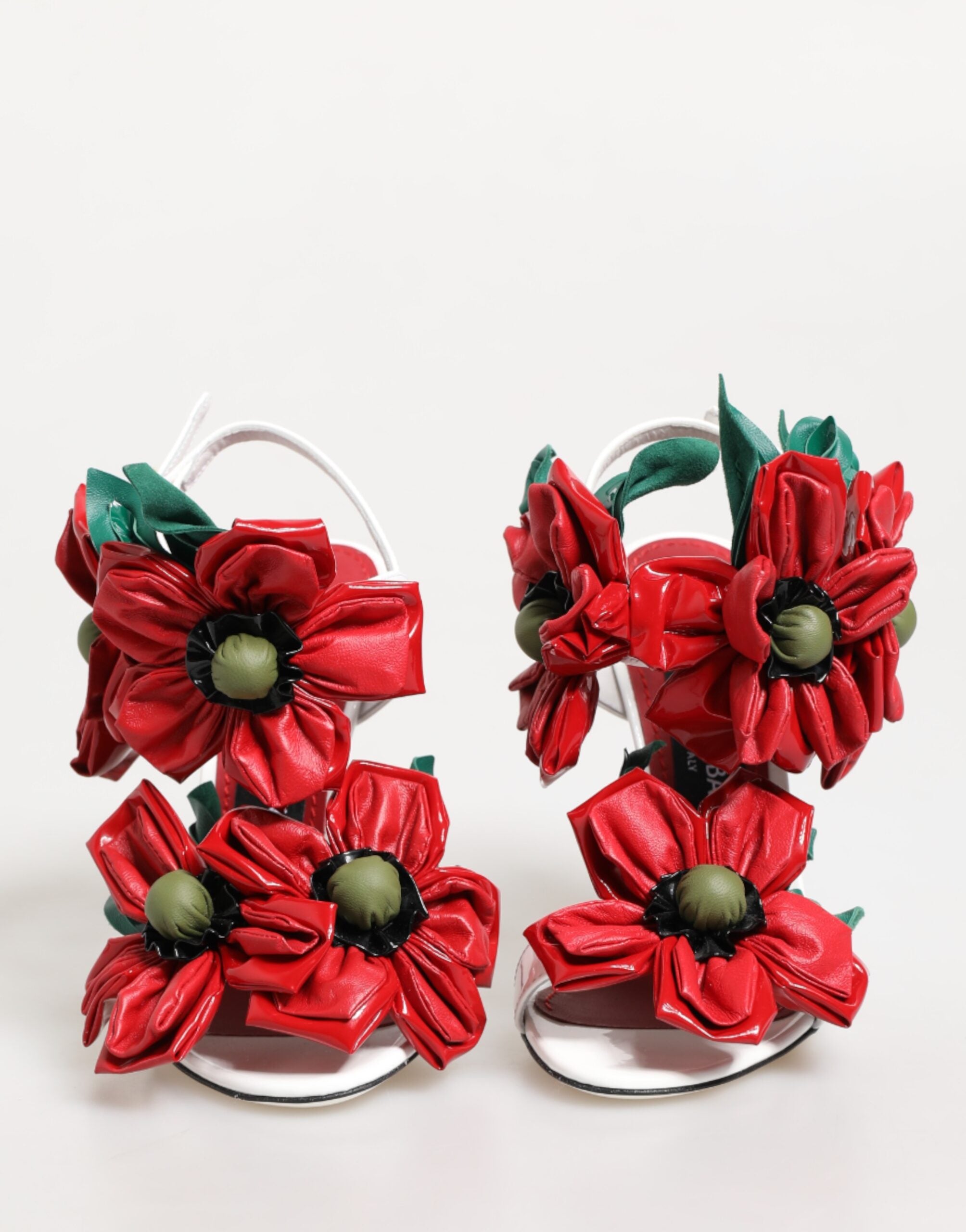 Dolce & Gabbana White Red Floral Detailing Sandals Shoes Dolce & Gabbana