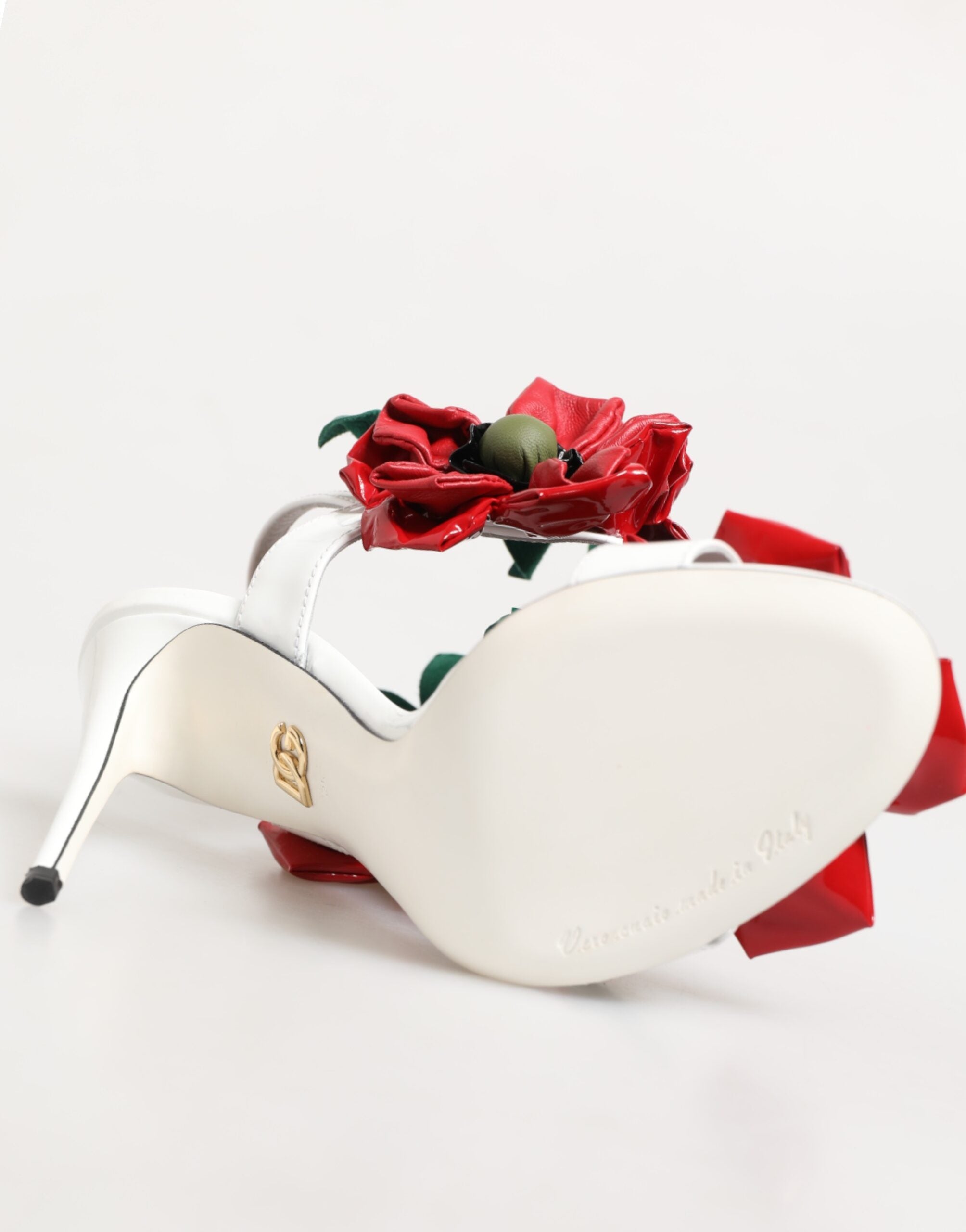 Dolce & Gabbana White Red Floral Detailing Sandals Shoes Dolce & Gabbana