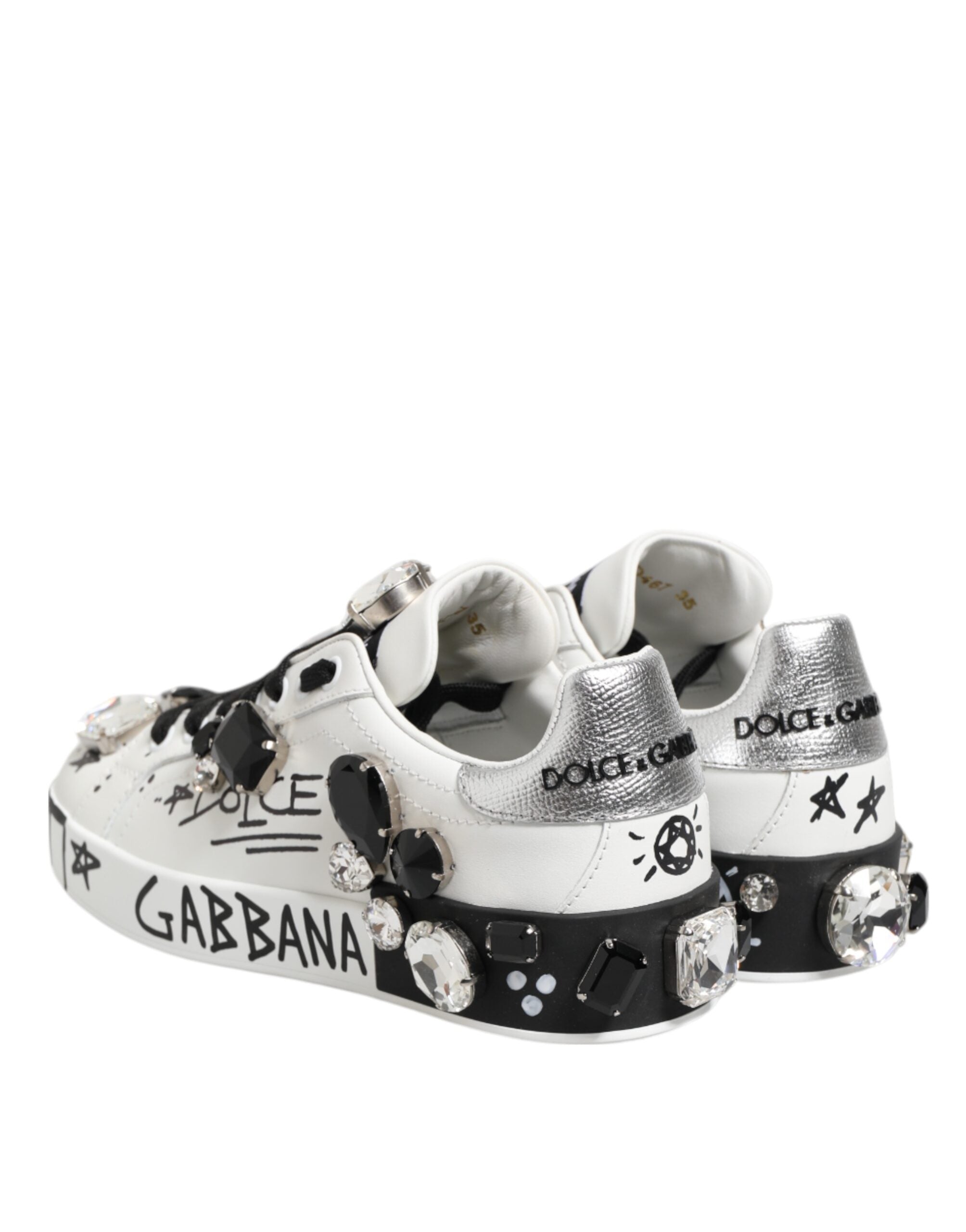 Dolce & Gabbana White Portofino Crystal Sneakers Shoes Dolce & Gabbana