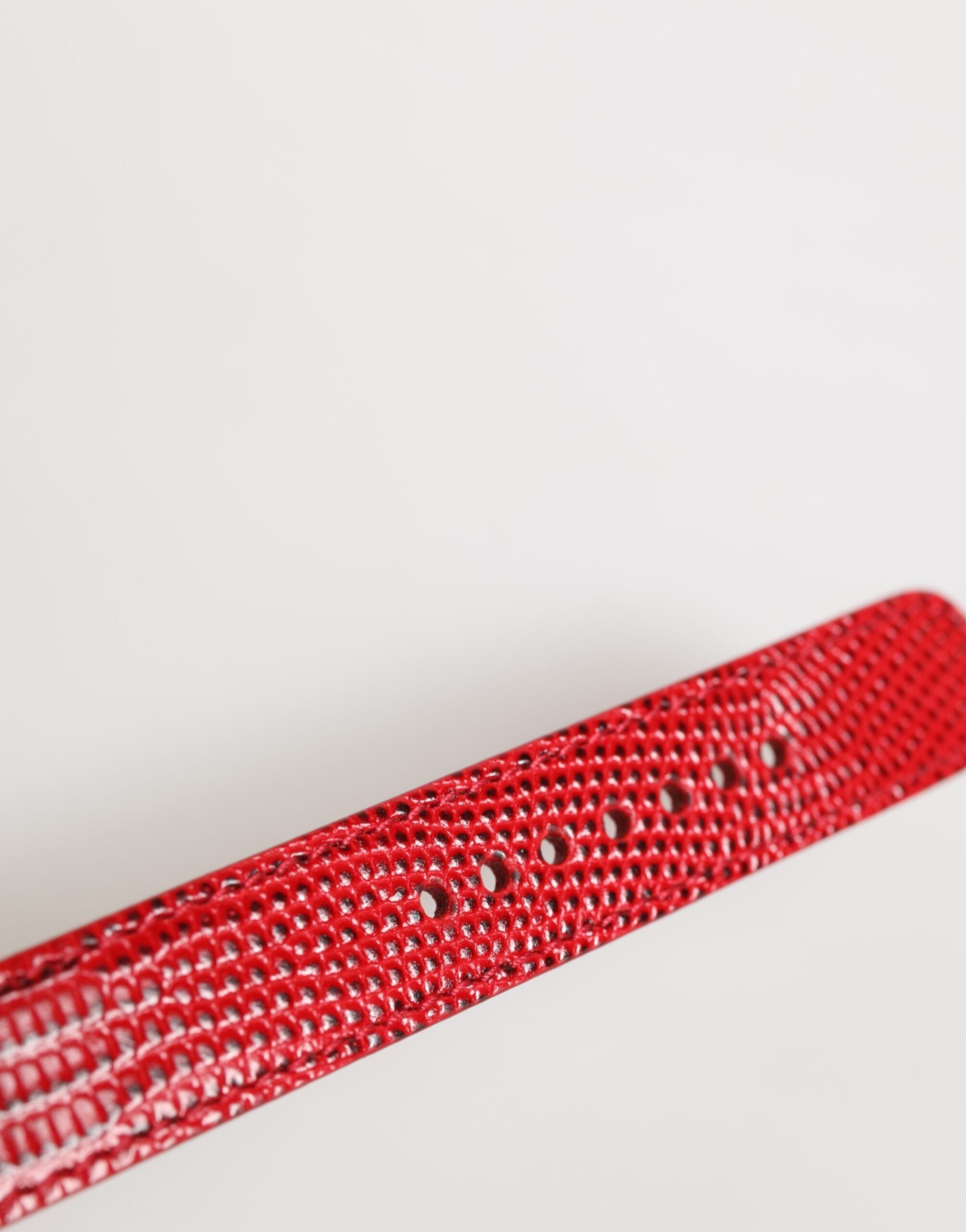 Dolce & Gabbana Red Exotic Leather Gold Tone Metal Buckle Women Armband Dolce & Gabbana