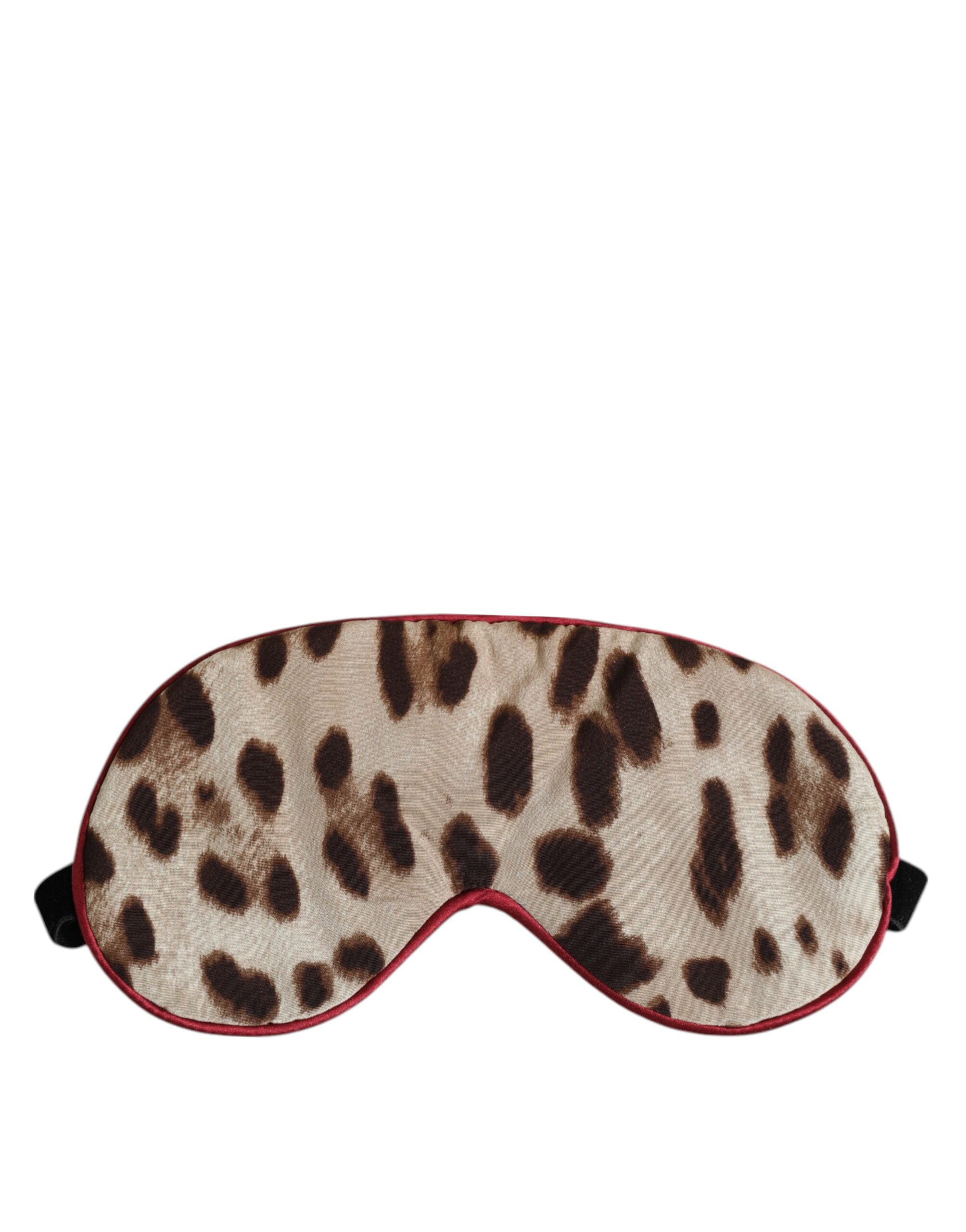 Dolce & Gabbana Brown Leopard Print Silk Women Accessory Sleep Eye Mask Dolce & Gabbana