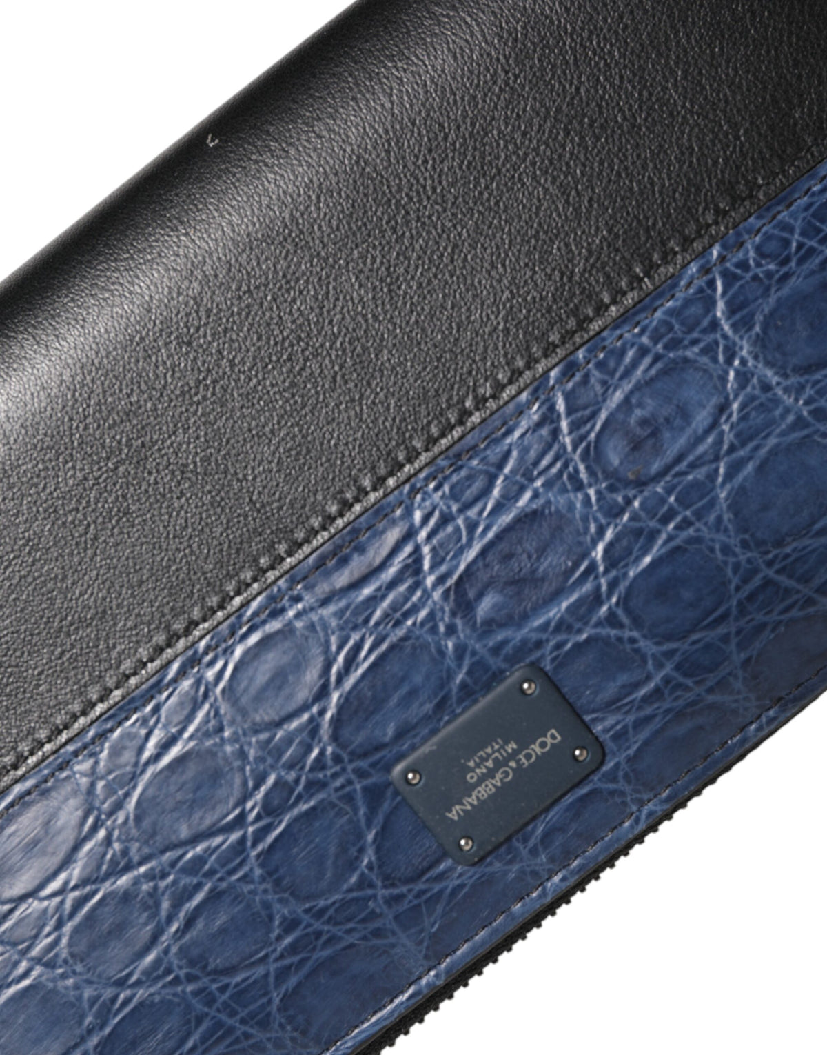 Dolce & Gabbana Black Blue Exotic Leather Men Continental Clutch Wallet