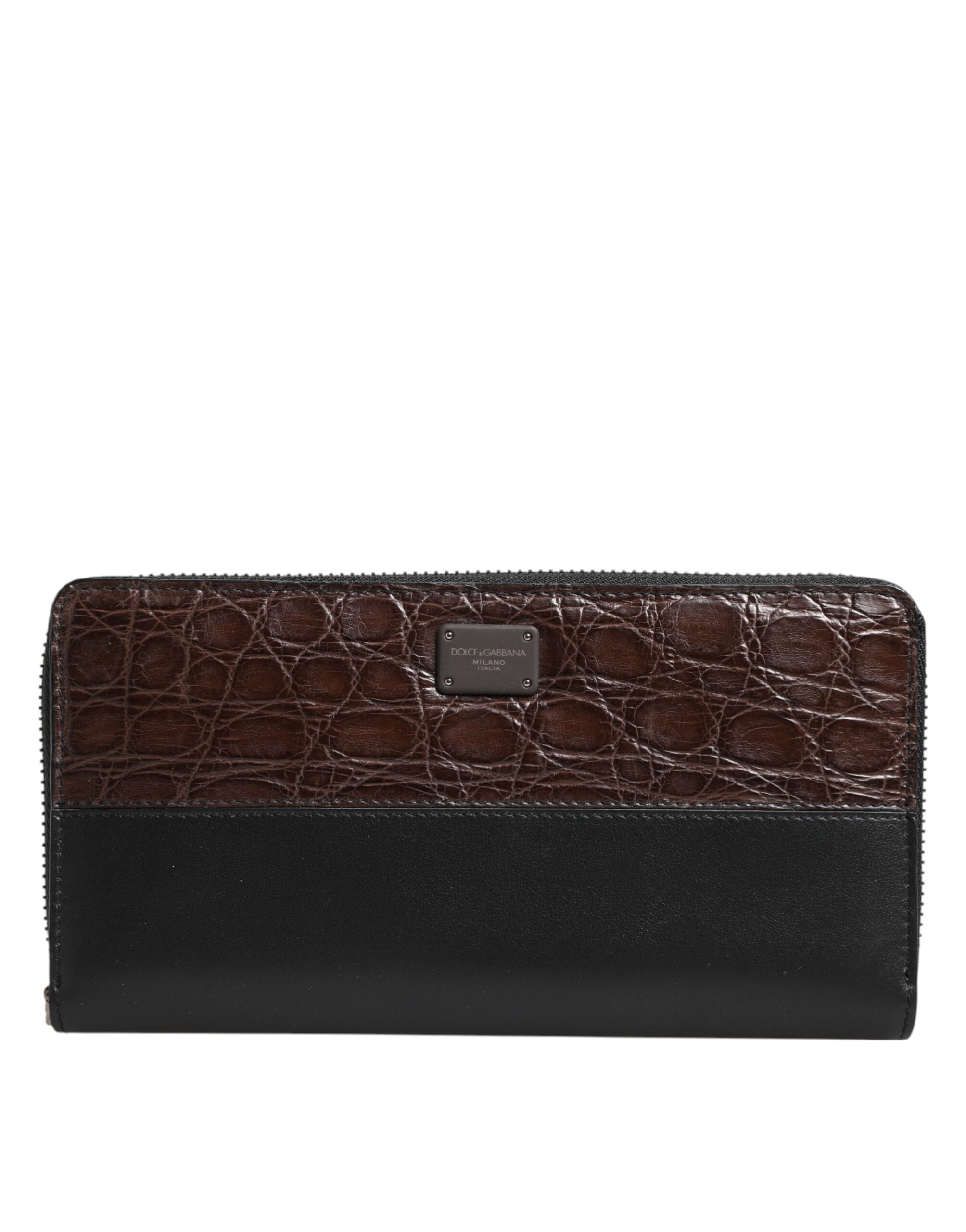 Dolce & Gabbana Black Brown Exotic Leather Men Continental Clutch Wallet Dolce & Gabbana