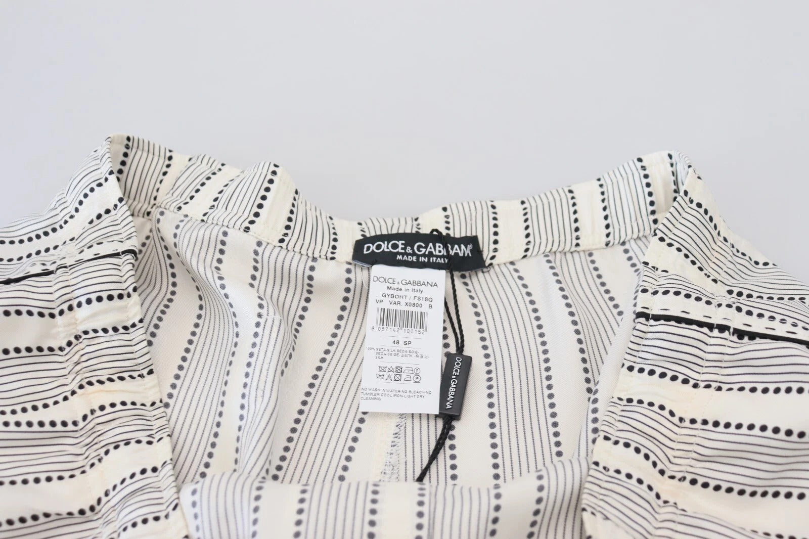 Dolce & Gabbana White Stripes Silk Lounge Trouser Pants Dolce & Gabbana