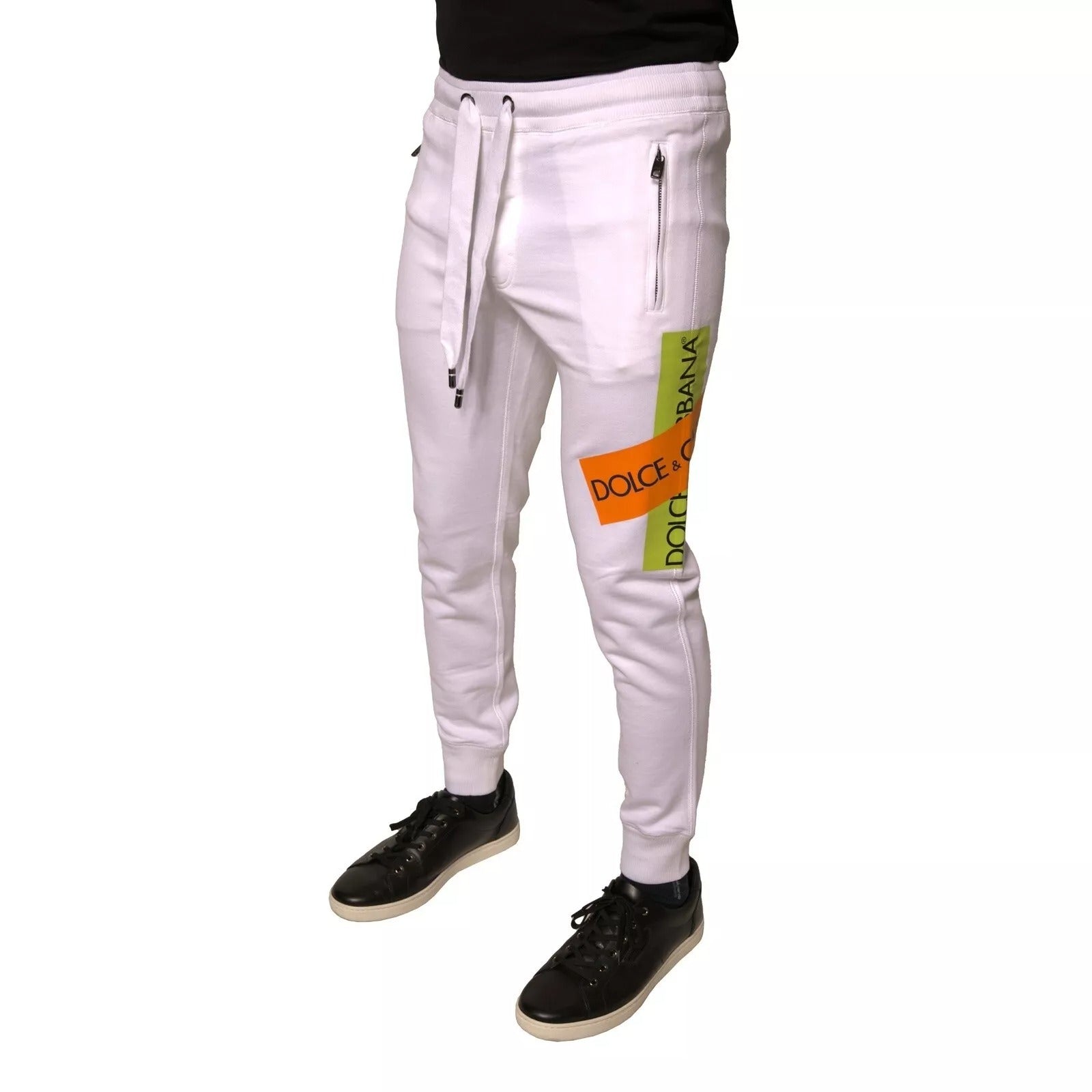 Dolce & Gabbana White Logo Tape Jogger Cotton Sweatpant Pants Dolce & Gabbana