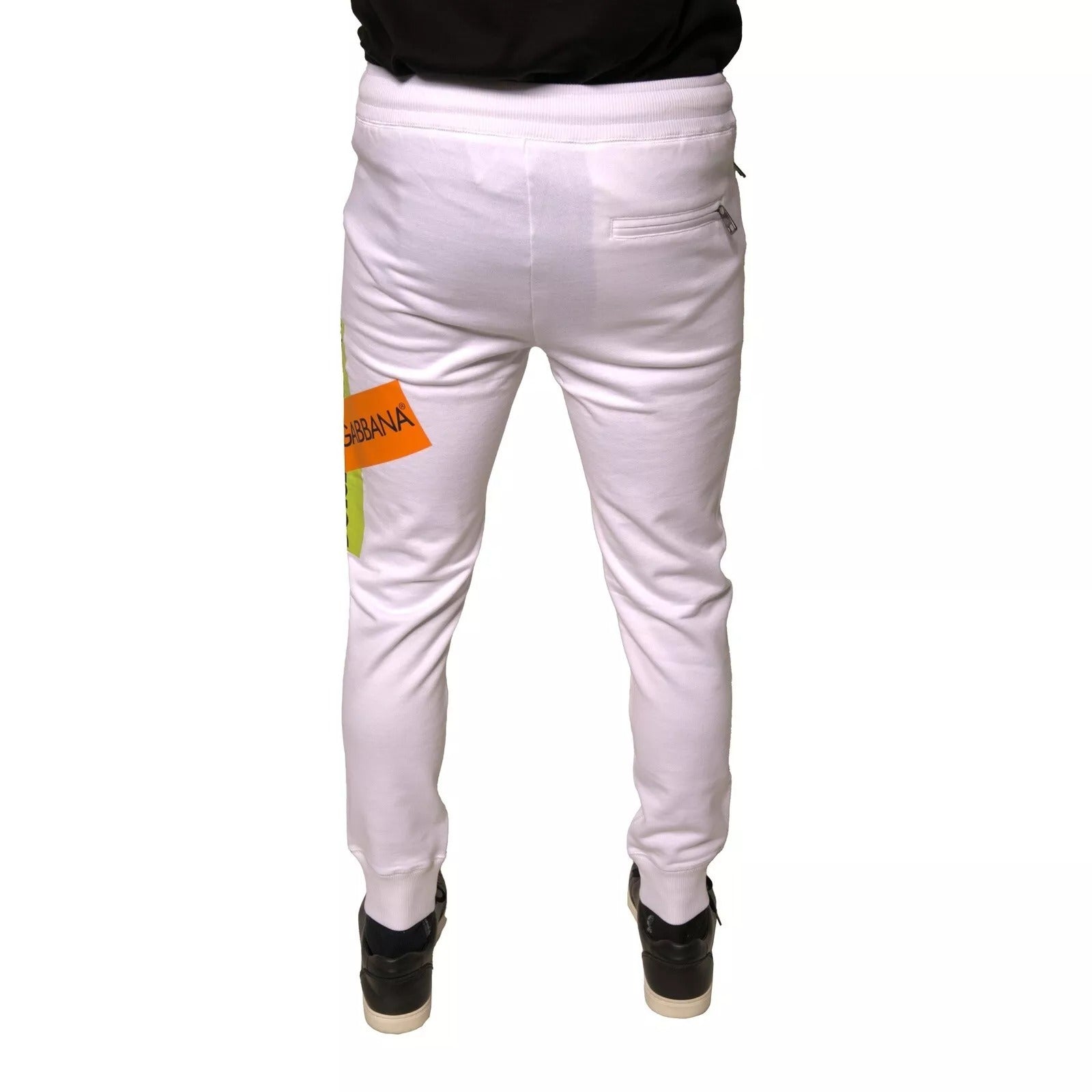 Dolce & Gabbana White Logo Tape Jogger Cotton Sweatpant Pants Dolce & Gabbana