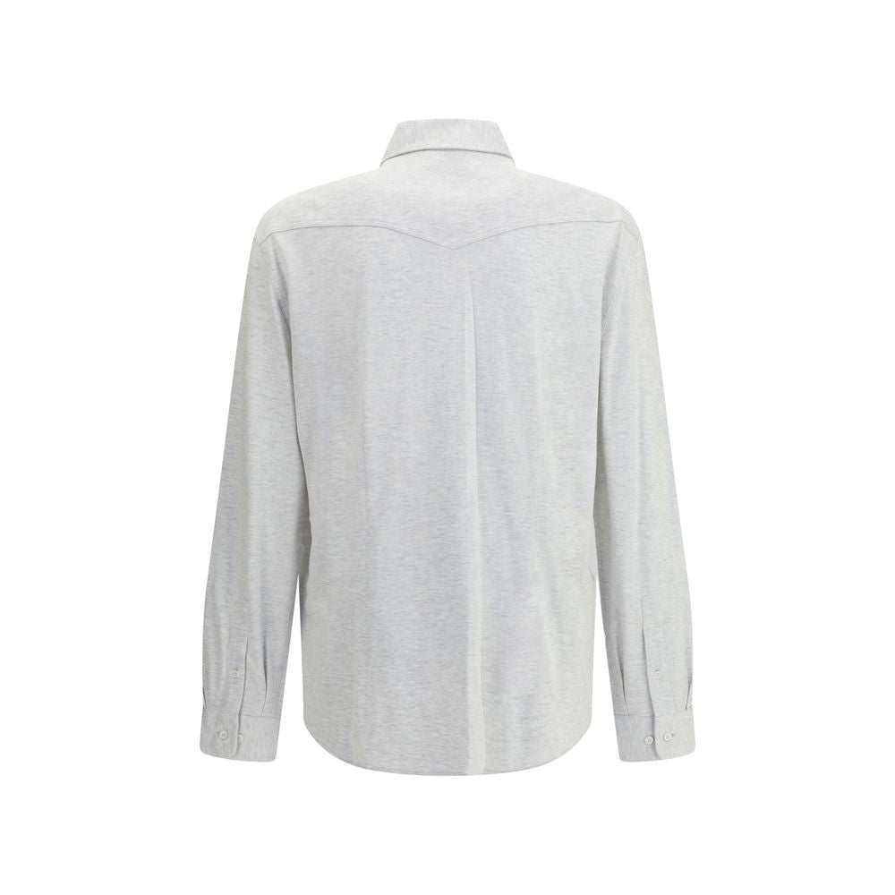 Brunello Cucinelli Gray Denim Shirt Brunello Cucinelli